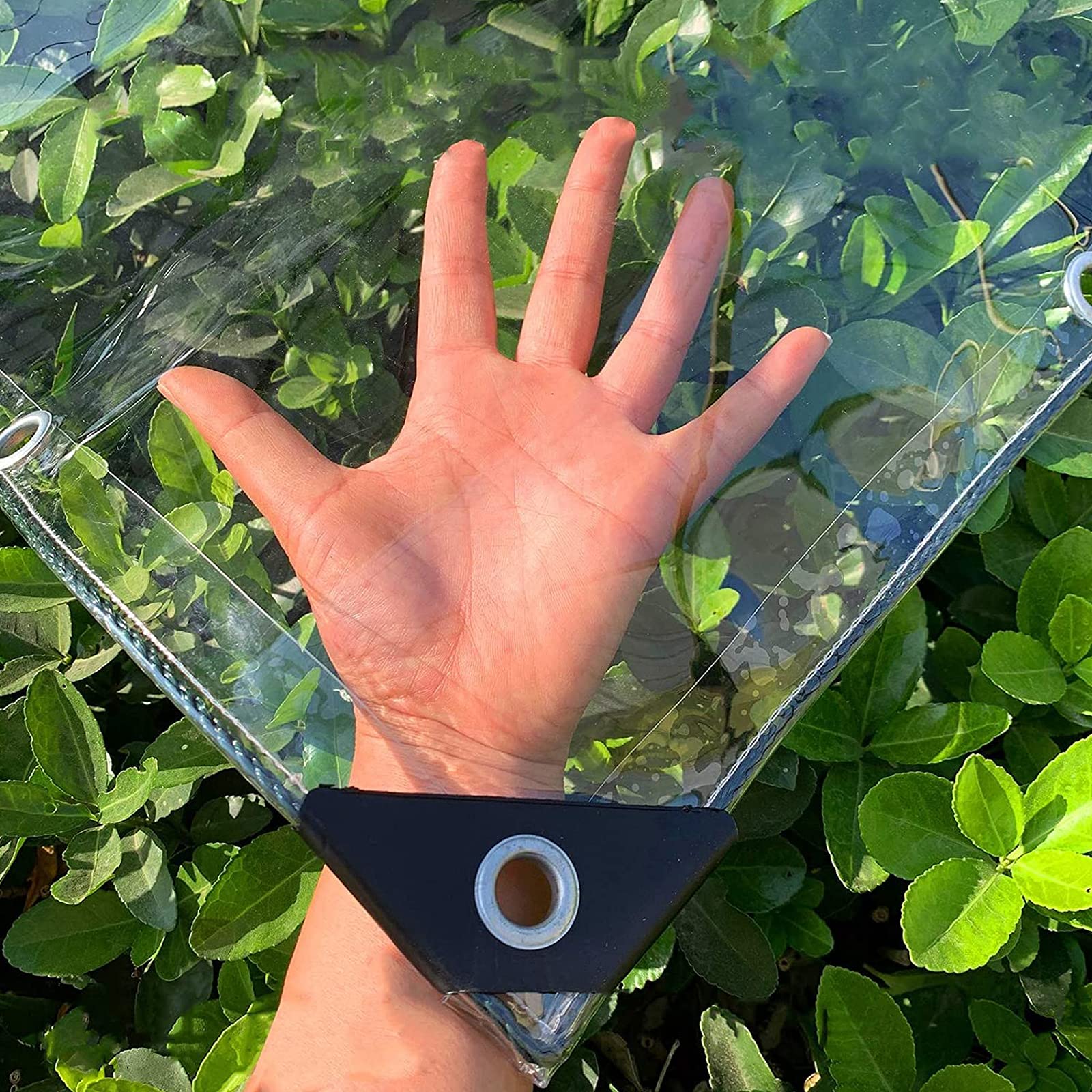 GJZQDKX Waterproof Transparent Tarp with Grommets 0.35mm PVC Cover Weatherproof for Garden Furniture Greenhouse Pet Hutch Roof Foldable 200x400cm