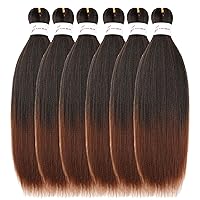 Vista 42 de Cabello trenzado de jengibre preestirado, 6 paquetes de 24 pulgadas, cabello sintético preestirado, trenzas naturales de fácil torsión, ajuste