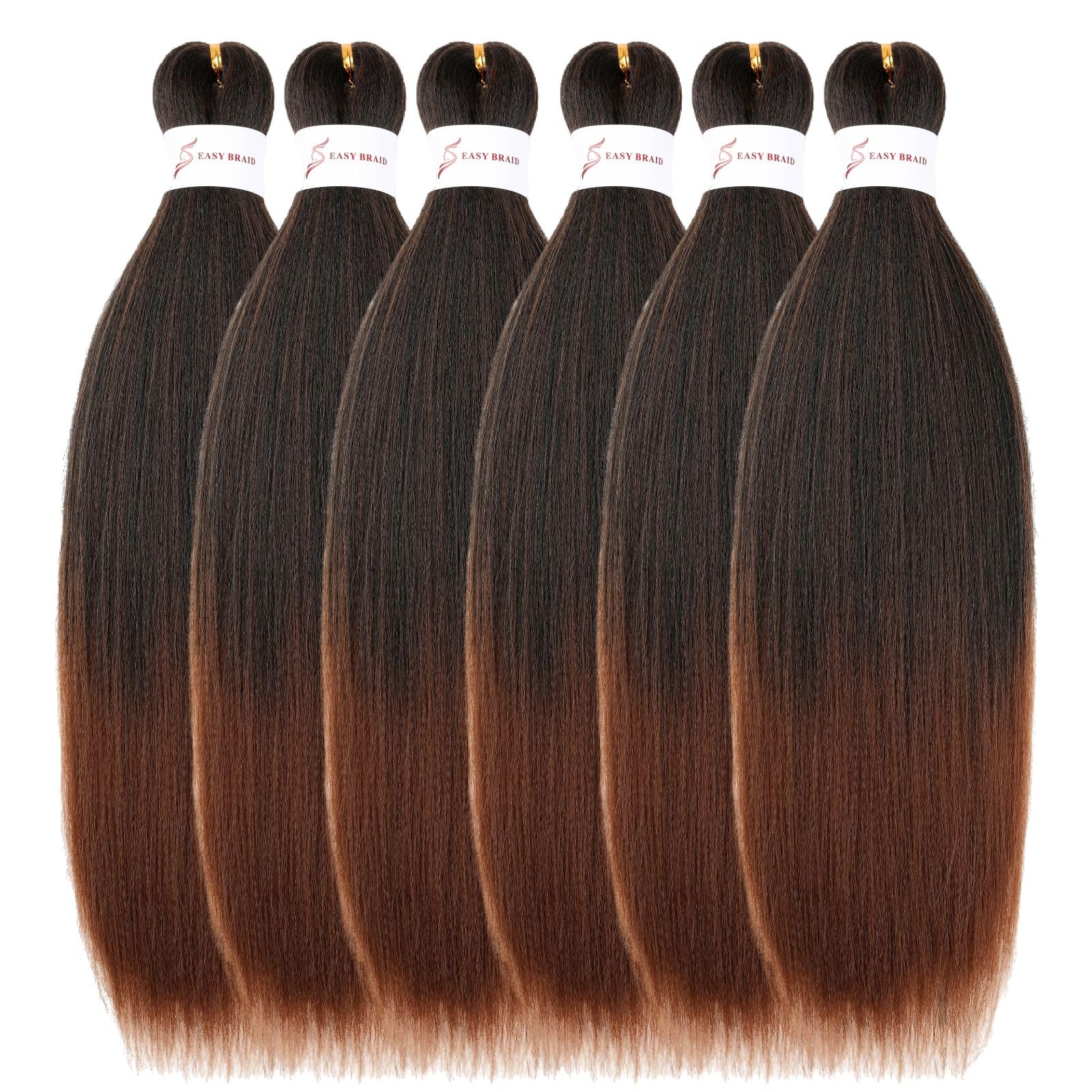 Menethe Hair Ombre Natural Black To Brown Pre-Stretched Braiding Hair Extension 14 Inch 6 Packs Hair for Braiding Crochet Braiding Hair Synthetic Hair