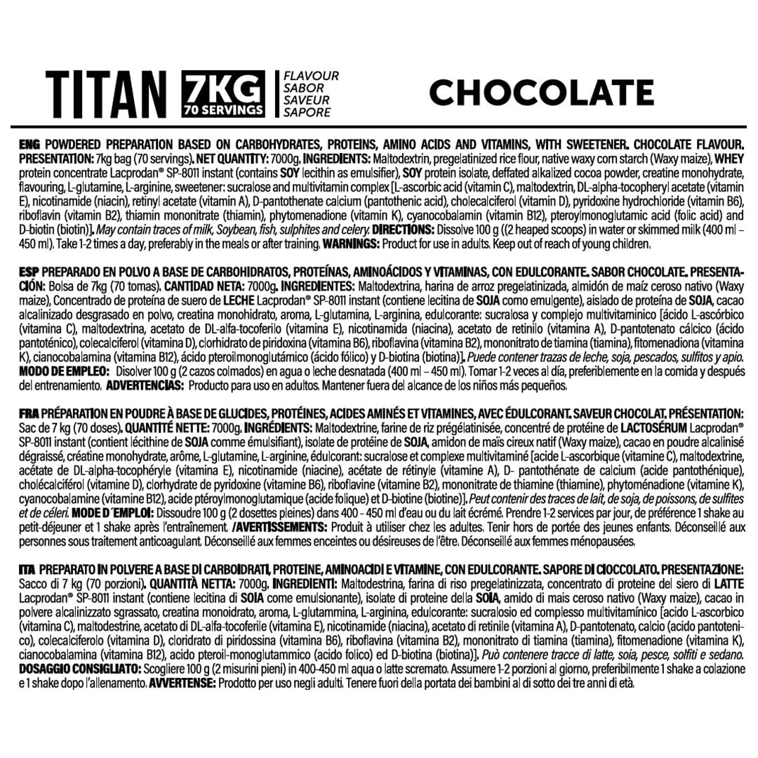 Life Pro Titan 7kg Gluten Free | Completo ganador de Peso Con Carbohidratos de Absorción Diferenciada | Ahora Fórmula sin Gluten | Ganancia de Masa Muscular (7 kg, CHOCOLATE)
