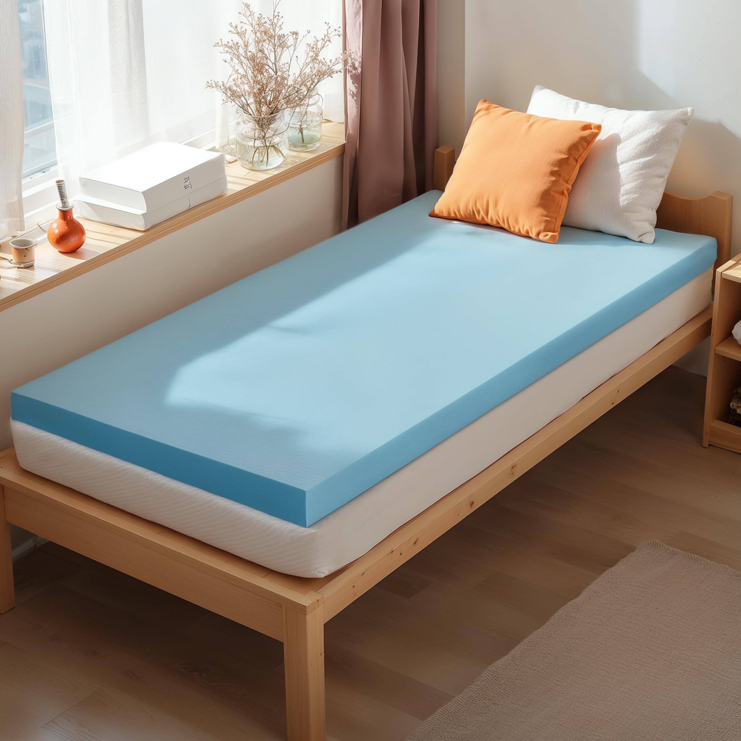 Subrtex Mattress Topper Twin XL, 3 Inch Gel Memory Foam Mattress Topper College Dorm Ventilated Soft Mattress Pad, Bed Topper, CertiPUR-US Certified