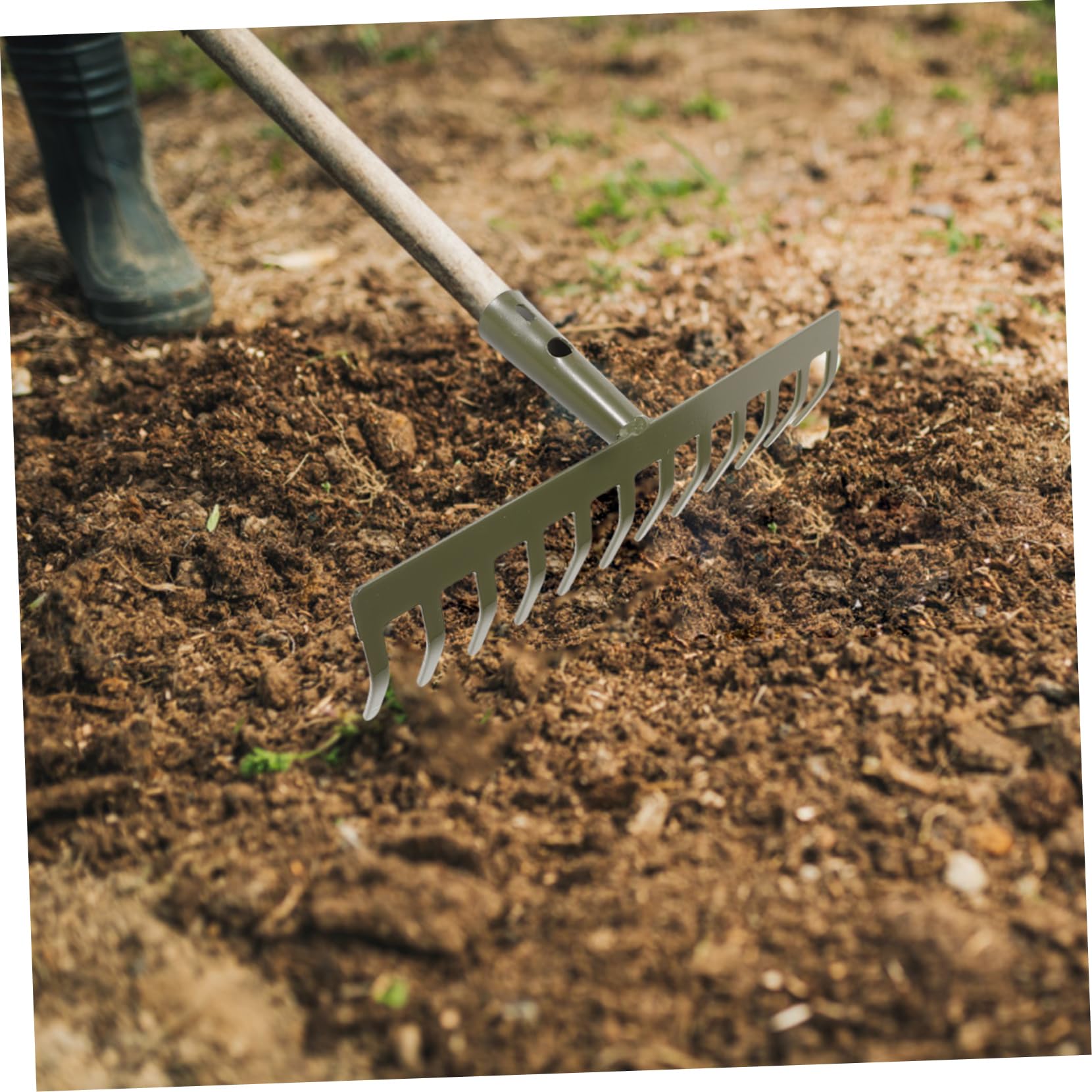 SHINEOFI 2 Stück Gartenrechen Gartenrake Im Freien Zinken Pflicht Klein Gartenarbeit Schwer Lockerung Rakes Werkzeug Blattschaufeln Lagerrechen Kohlenstoffstahl Green