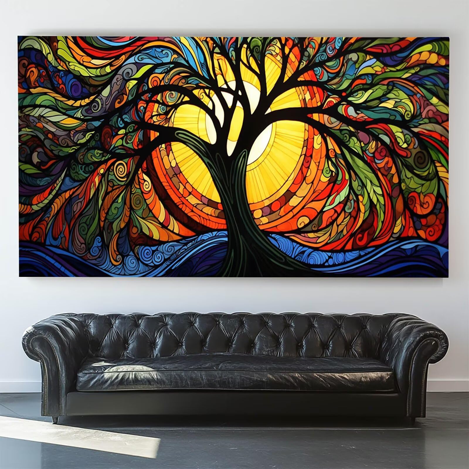 DIY Malen nach Zahlen Erwachsene Baum Malen nach Zahlen ab 7 jahre Mädchen Pflanze Kreativ set für Erwachsene mit Leinwand Acrylfarben set und Pinsel, Bastelset zum Bemalen für Wanddeko 80X160cm 7-U-G
