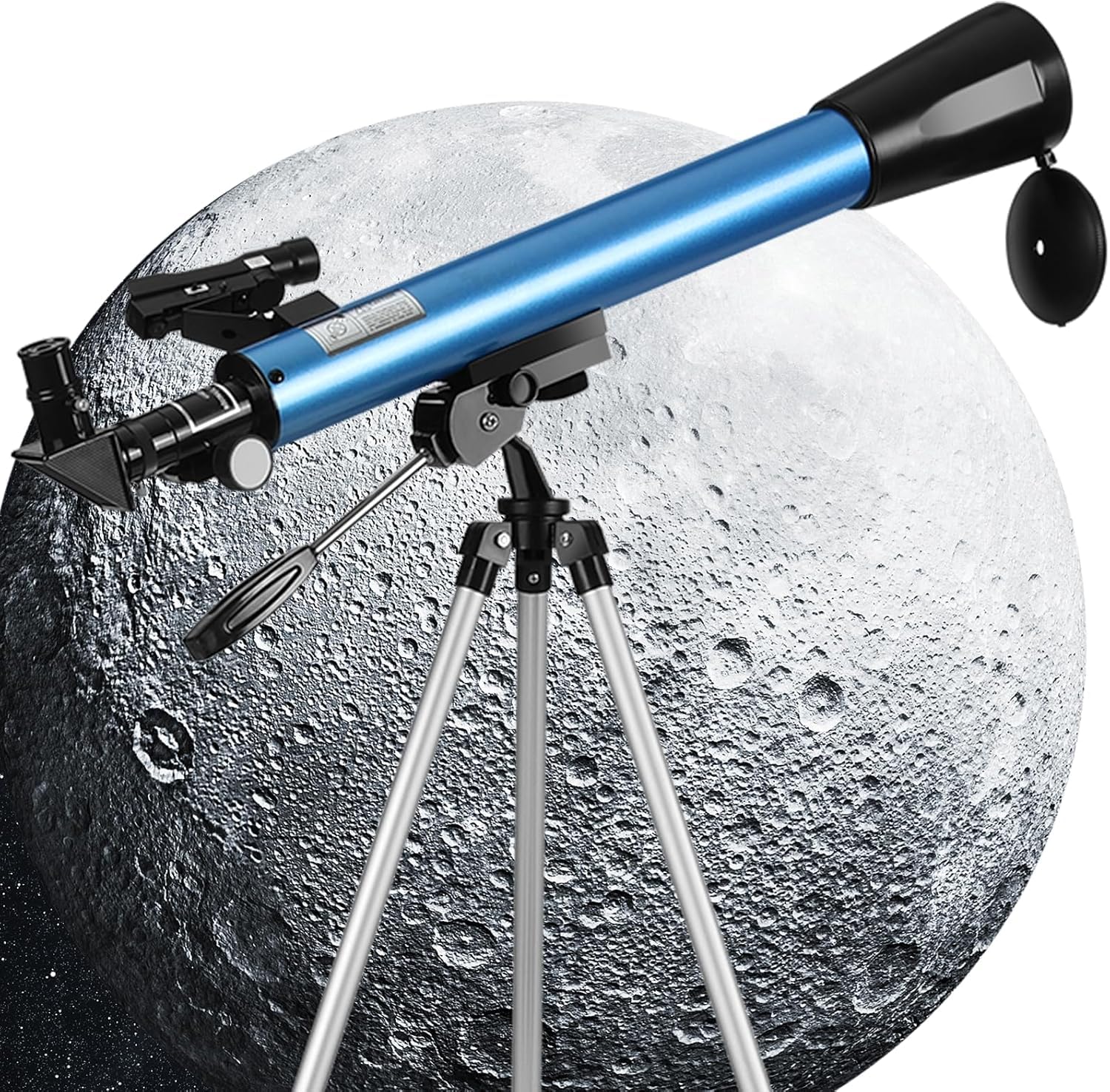 Astronomisches Teleskop, 50/600 mm, Refraktor-Teleskop für Kinder und Anfänger mit Rotpunktvisier, Stativ, Telefonadapter, 2 Okulare H12,5 mm und H20 mm