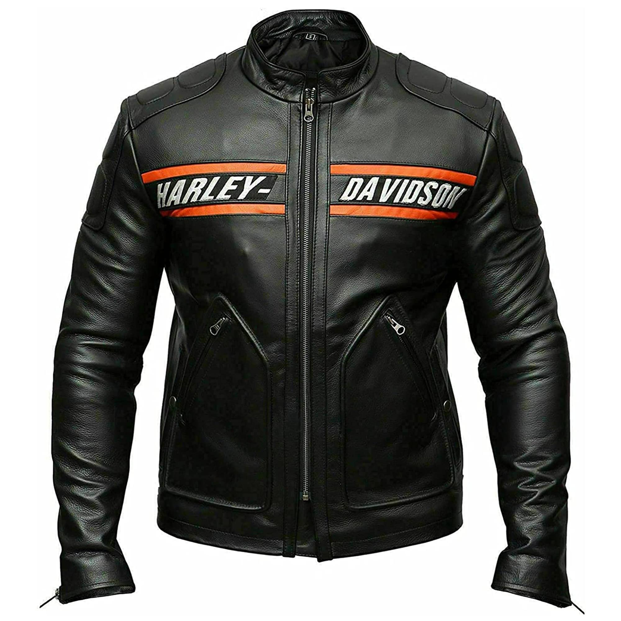 Biker Leather Jacket – HD Bill Goldberg Black Motorcycle Jacket Men – Cafe Racer Leather Jacket Men