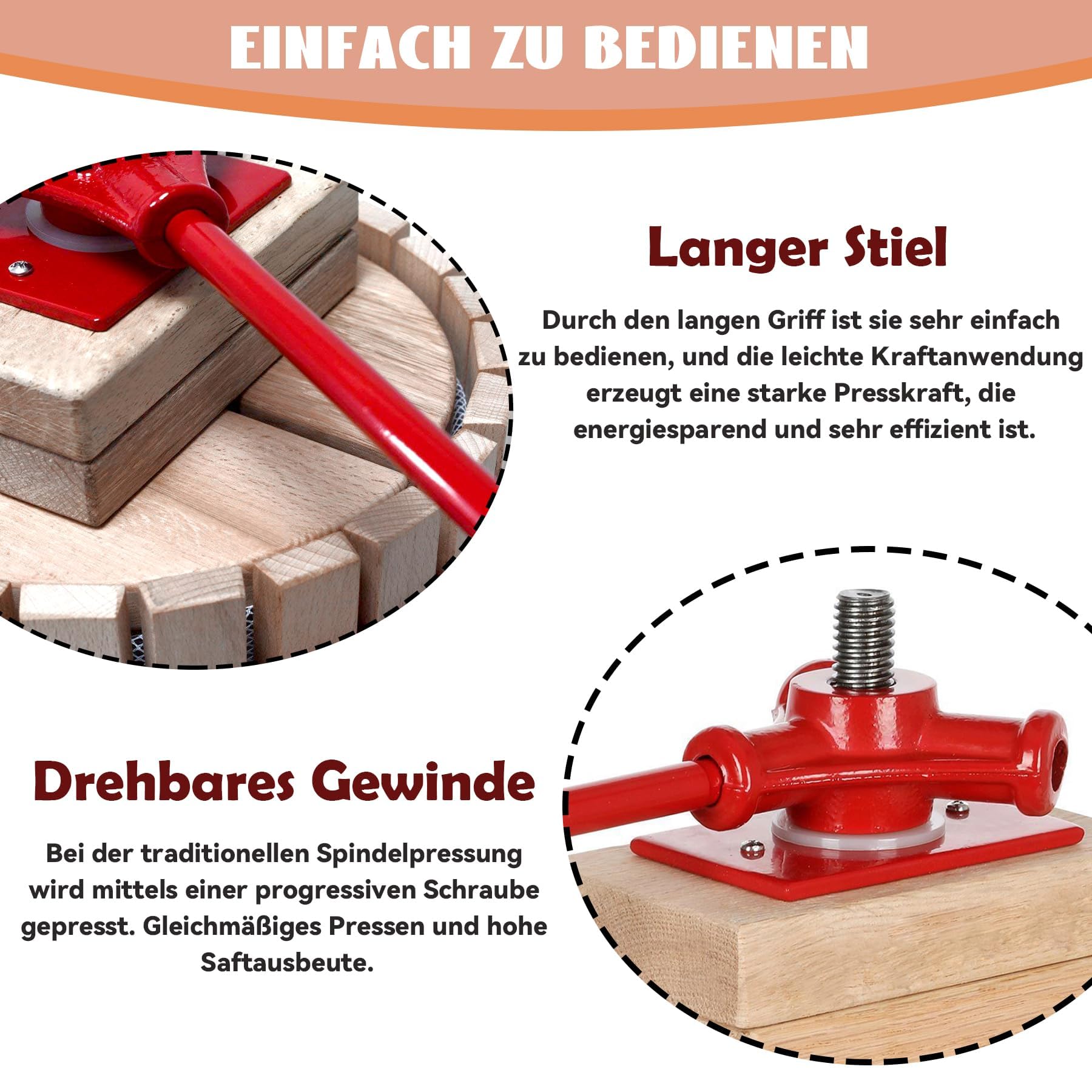 Wiltec Presse à Fruits – 370 X 370 X 575 Mm – Capacité 12 L – Avec Panier En Hêtre Et Torchon Sac De Filtrage – Pressoir Manuel Pour Moût De Pomme Poire Raisins Baies – Vin Cidre