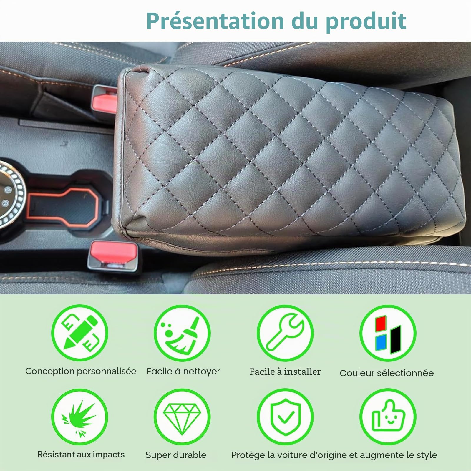 GAFAT Dacia Sandero 3/Stepway 3/Dacia Jogger 2021-2025 2026 Housse d'Accoudoir Console Central, Sandero III 2026 Protection en Cuir PU Microfibre Rembourrage 3,5 CM Augmente L'épaississement