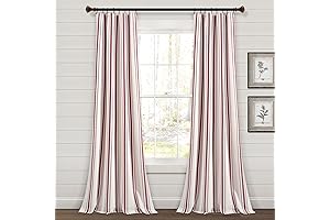 Lush Decor Farmhouse Yarn Dyed Cotton Window Curtain Panel Pair: Pink Striped...