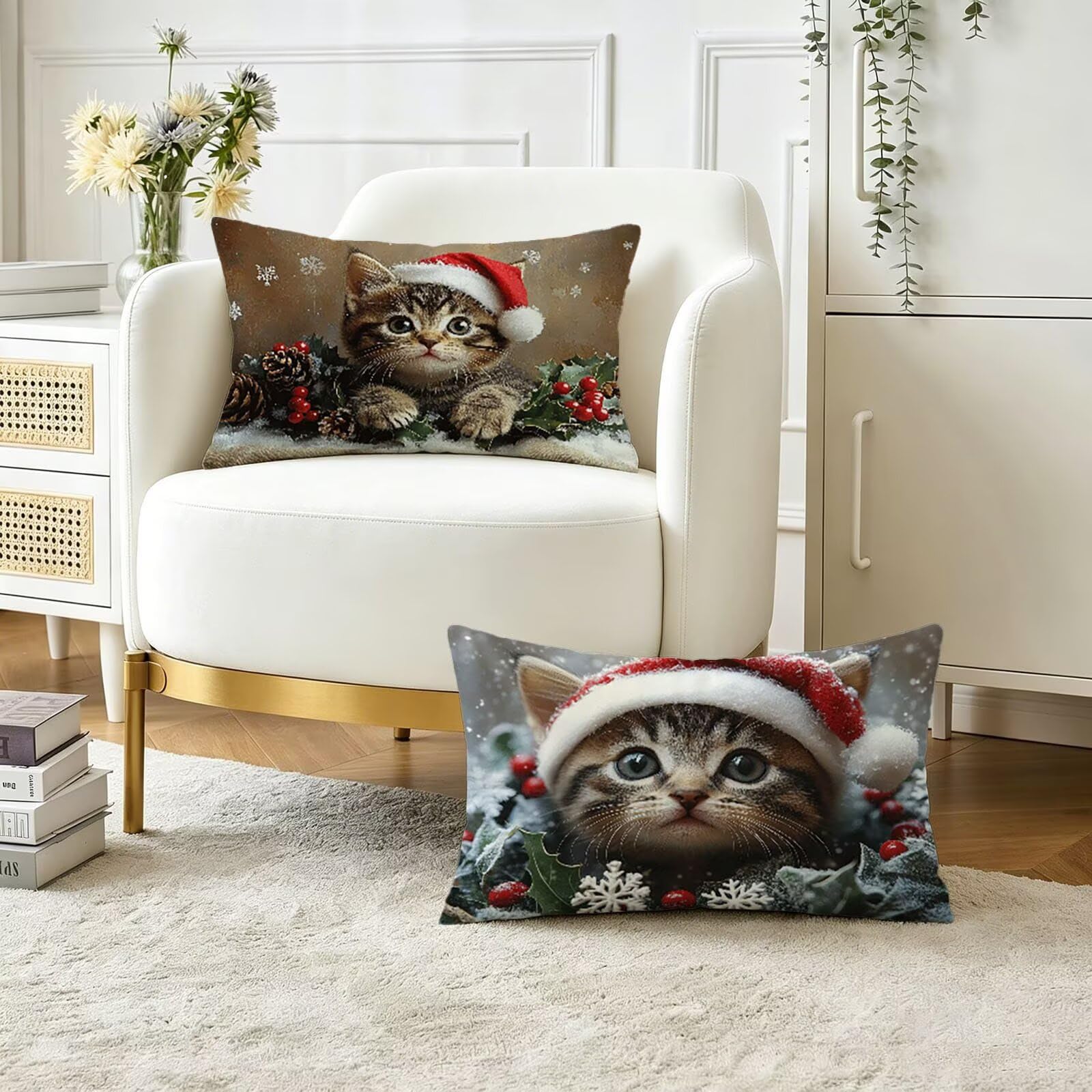 Coussin extérieur imperméable 50x70 cm de Noël pour décorer votre salon de jardin en hiver