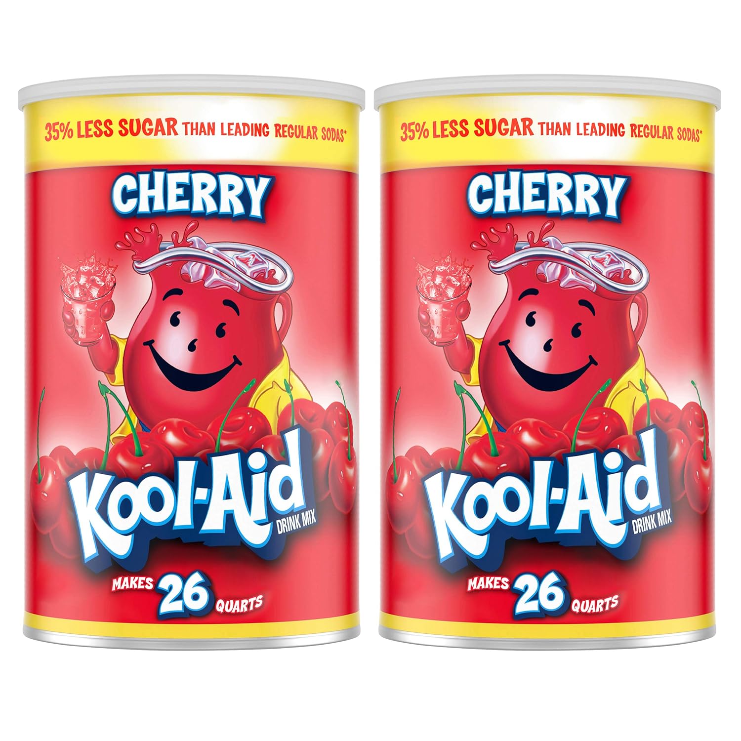 Kool-Aid Caffeine Free Jumbo Cherry Sweetened Powdered Drink Mix 2 Count 63 oz Canisters