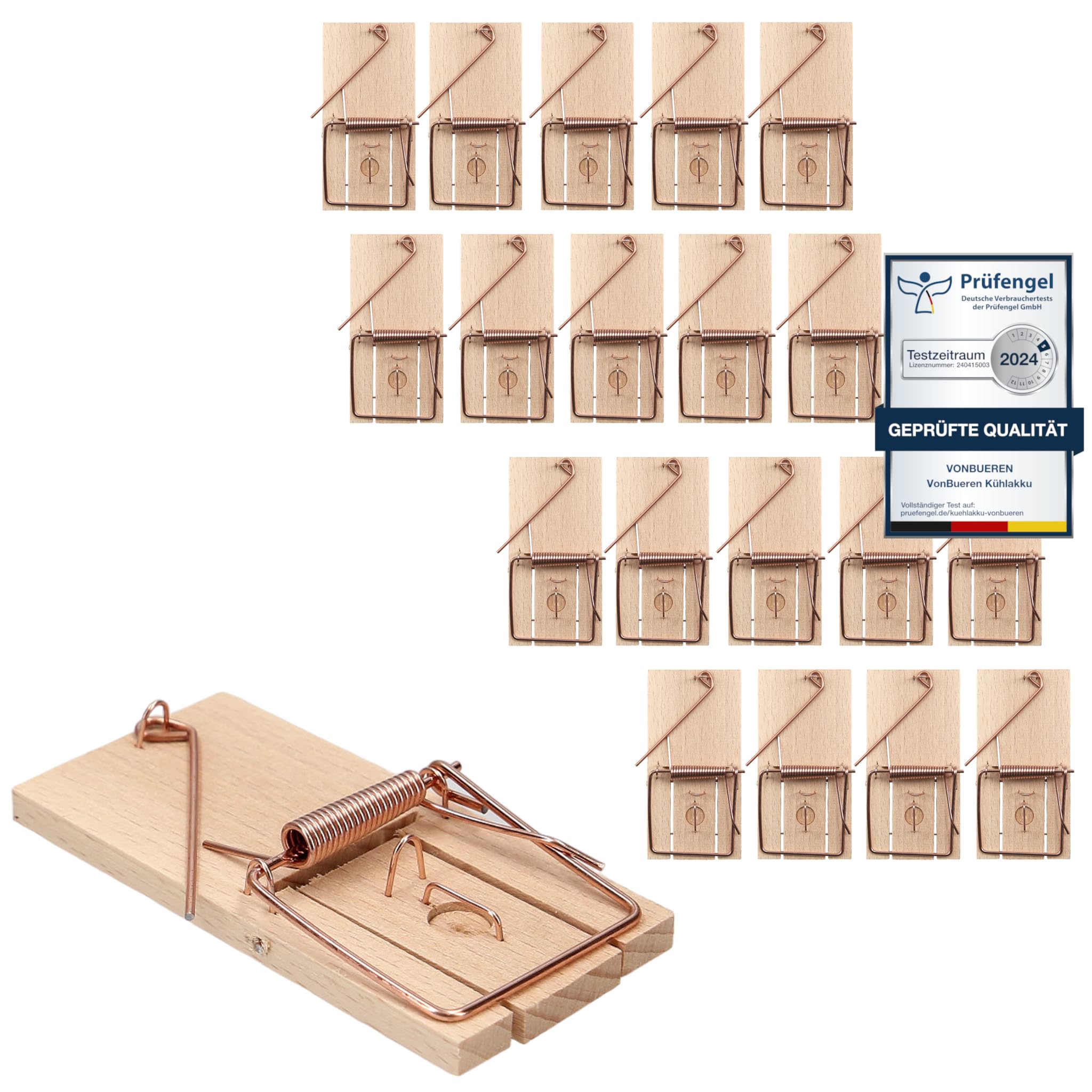 20 x Mausefalle Schlagfalle VonBueren | plastikfrei | Mausefallen aus Holz | giftfreie Mäusefalle | Mouse Trap | Made in Germany