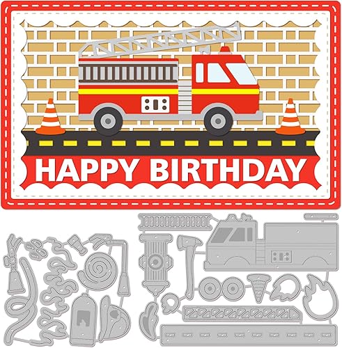 GLOBLELAND Troqueles de corte de camiones de lucha contra incendios, herramientas de lucha contra incendios, plantilla de acero al carbono, tema de