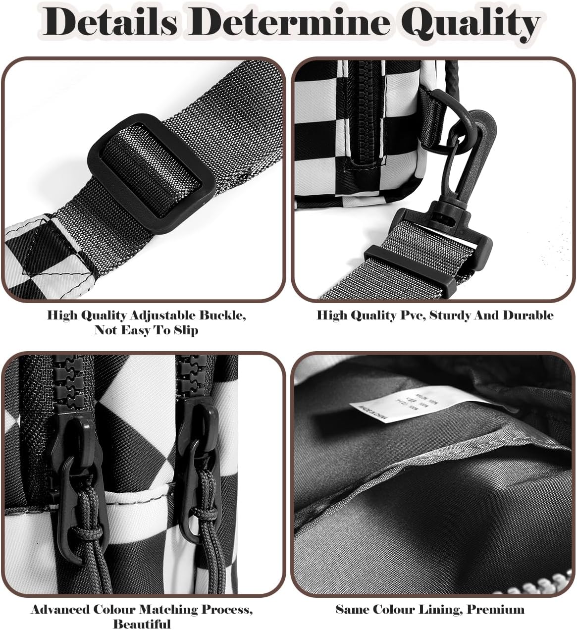 Checkered Sling Bag for Women Small Backpack Crossbody Chest Bag Fanny Packs Purses - Image 6