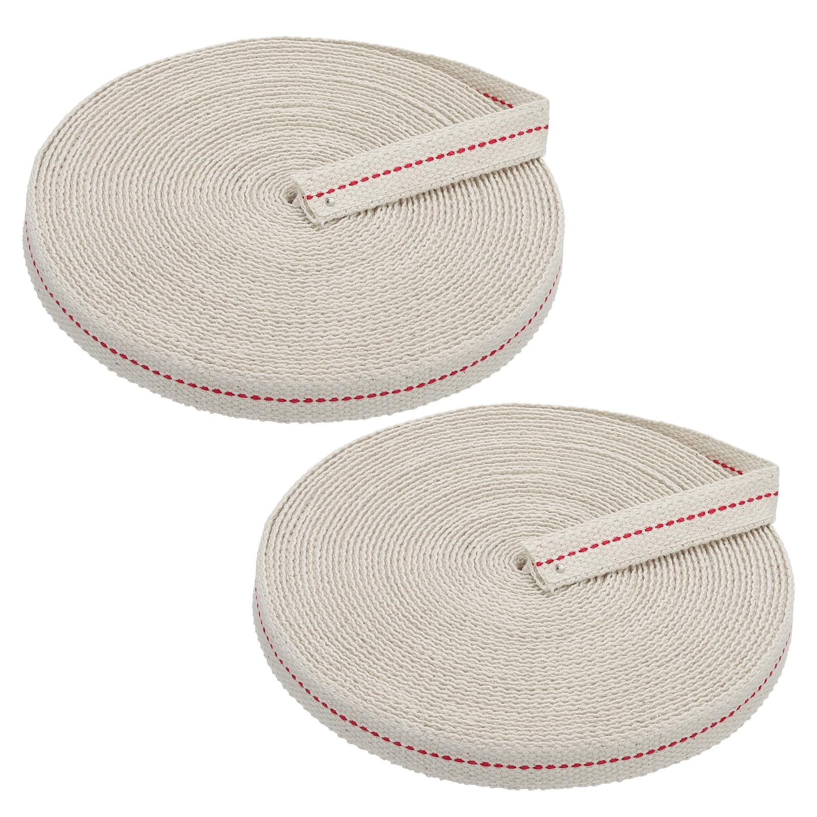 PATIKIL 5/8" Wide 33 Feet 100% Cotton Flat Wick, 2 Rolls Oil Lamp Wicks with Red Stitch for Kerosene Lamp Lantern Oil Burner