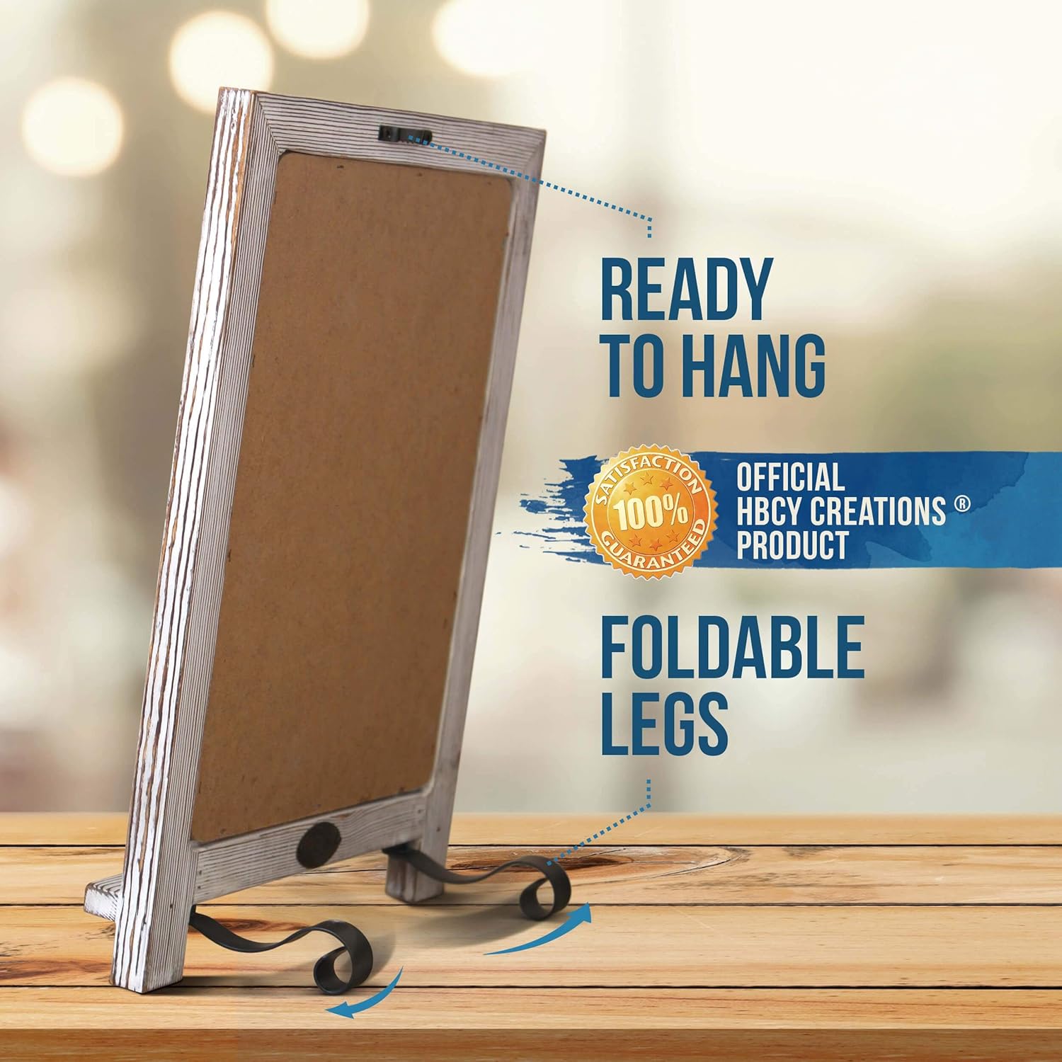 Rustic Whitewash Tabletop Chalkboard Sign / Hanging Magnetic Wall Chalkboard / Small Countertop Chalkboard Easel / Kitchen Countertop Memo Board / 9.5” x 14” . Weddings, Birthdays, Baby Announcements : Office Products