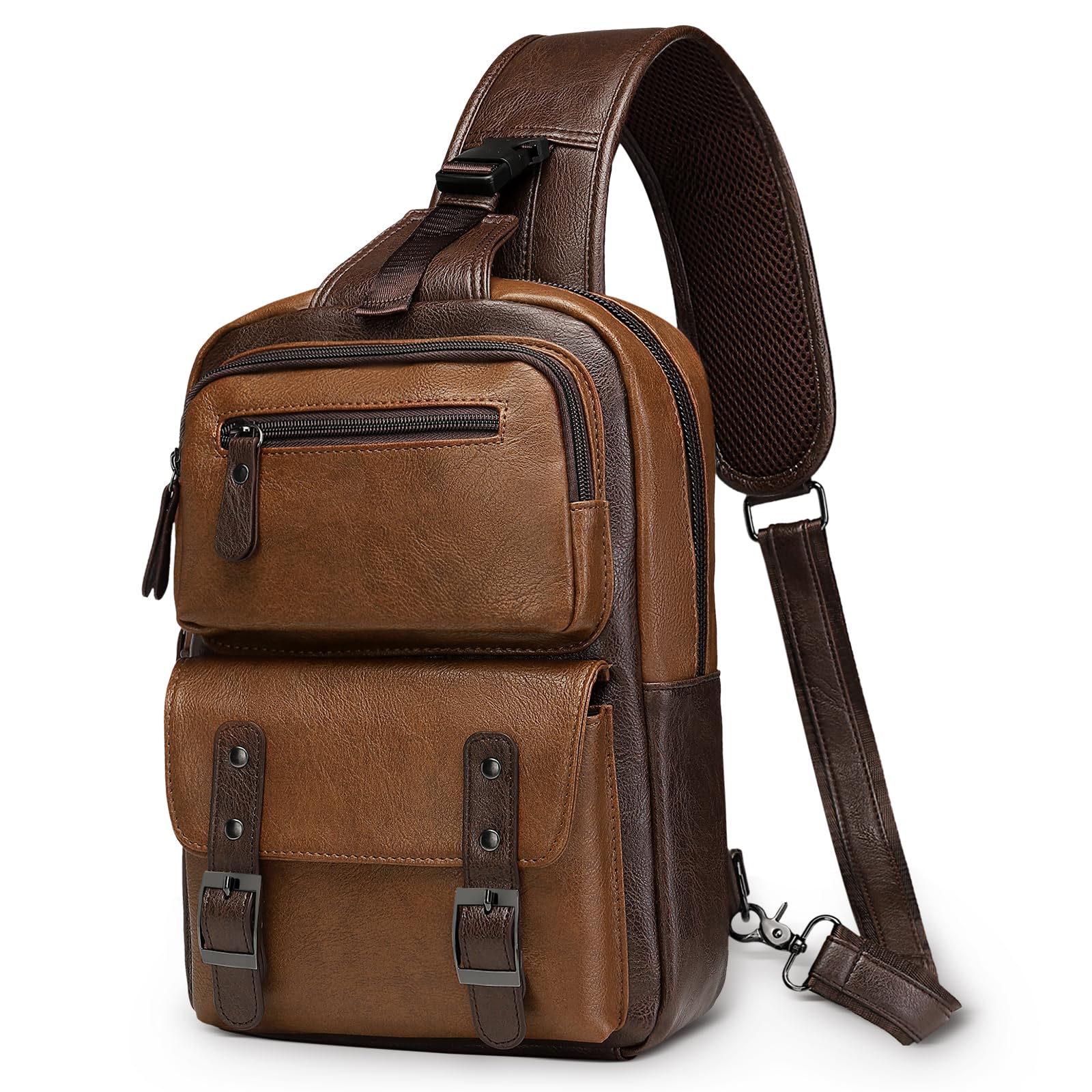 PU Leather Sling Backpack for 11 Inch Tablet Warm Brown