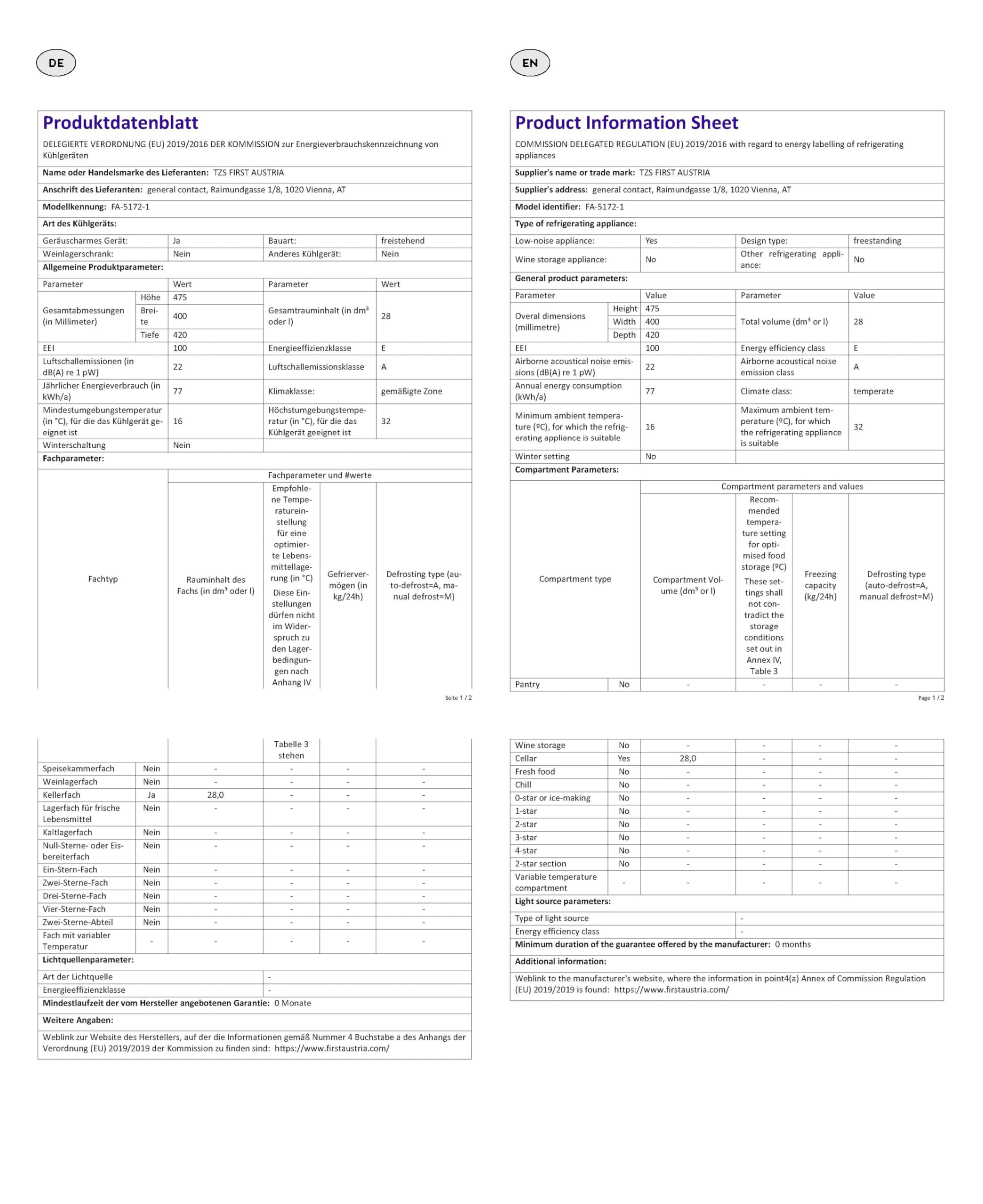 TZS First Austria - Mini Kühlschrank 30L komplett lautlos - Kleiner Minikühlschrank, wechselbarer Türanschlag & Innenbeleuchtung - Minibar für Camping, Büro, Schlafzimmer & Hotel - Mattschwarz
