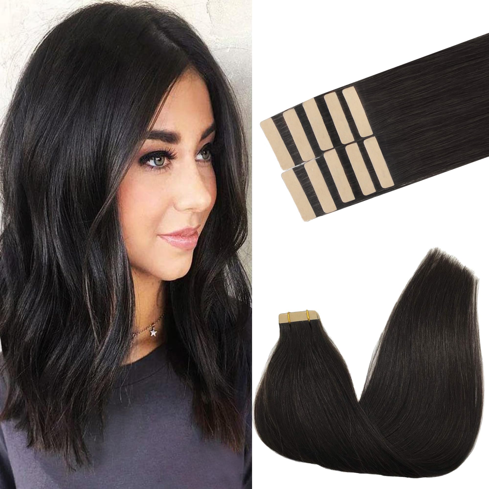 GOO GOO Tape in Hair Extensions Human Hair, 20pcs 50g 16inch, Balayage Chocolate Brown to Strawberry Blonde Real Remy Hair Extensions Seamless Straight Human Hair Extensions — view 46