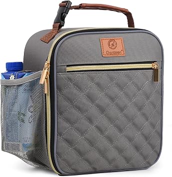 Genteen Kids Lunch Box Insulated Soft Mini Cooler with Bottle Holder, Lightweight Reusable Easy-Clean Lunch bag for Girls, Boys Back to School-Gray