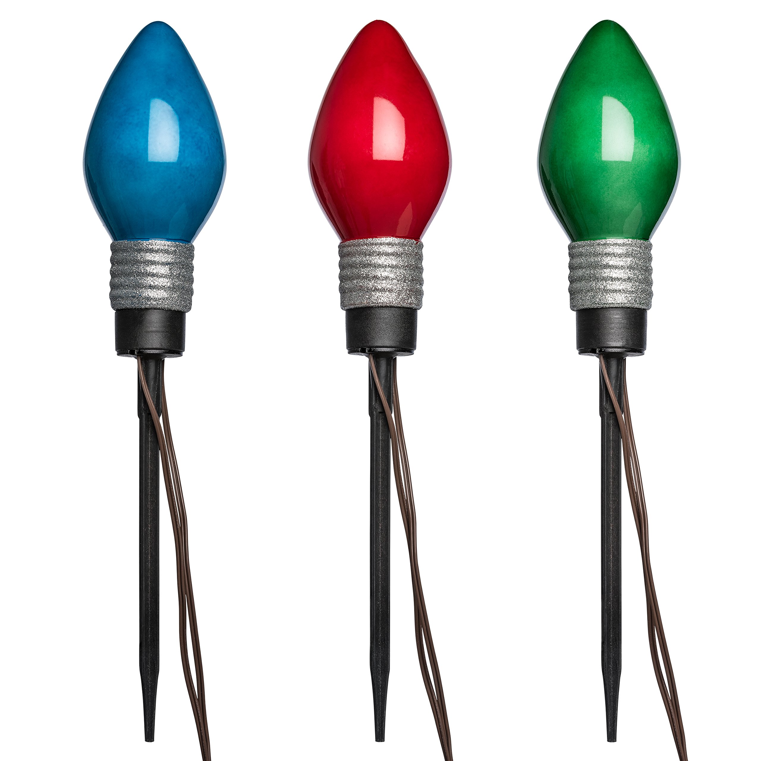 Buy PREXTEX Set of 3 Jumbo Lighted Christmas Light Bulbs Blue Red and