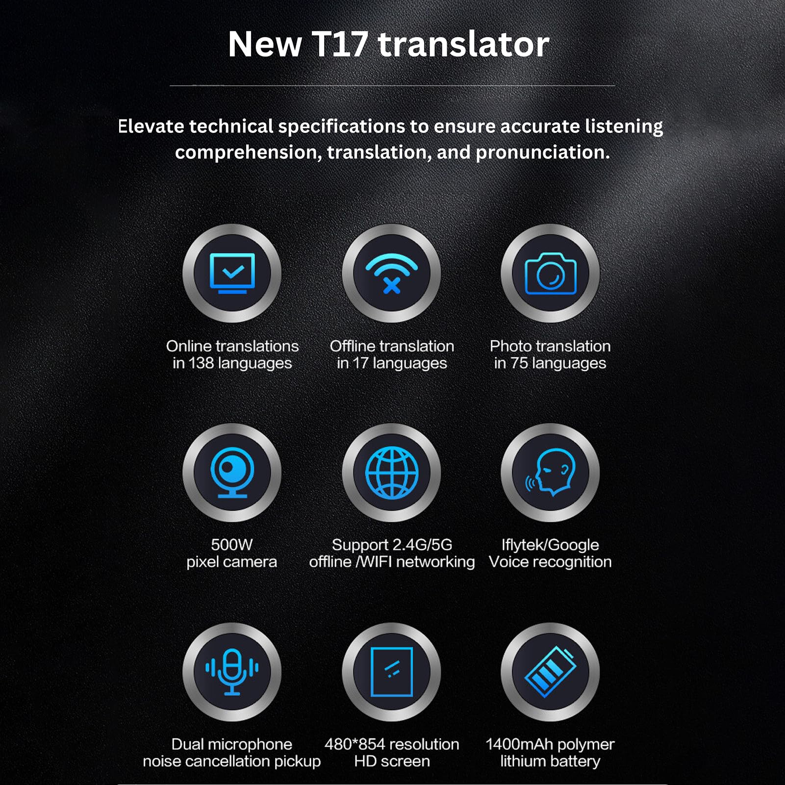 Dispositif de traduction de langue, Dispositif de traduction de langue portable, 138 langues, traduction vocale, traduction hors ligne, interprétation simultanée de texte/photo