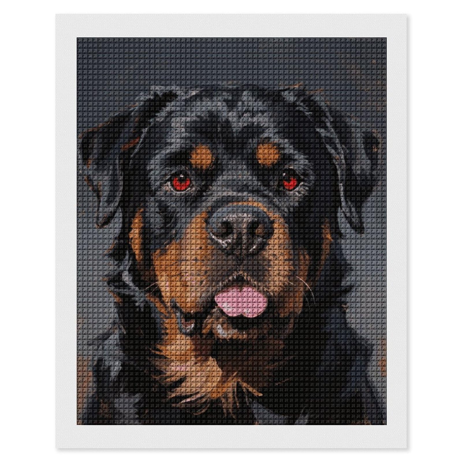 FodPand Cool Rottweiler Dog 5D Diamond Painting Kits for Adults Beginners Full Drill Square Diamond Dots Pictures Gem Art Supplies for Home Wall Room Decoration DIY Craft Set Gift 16x20