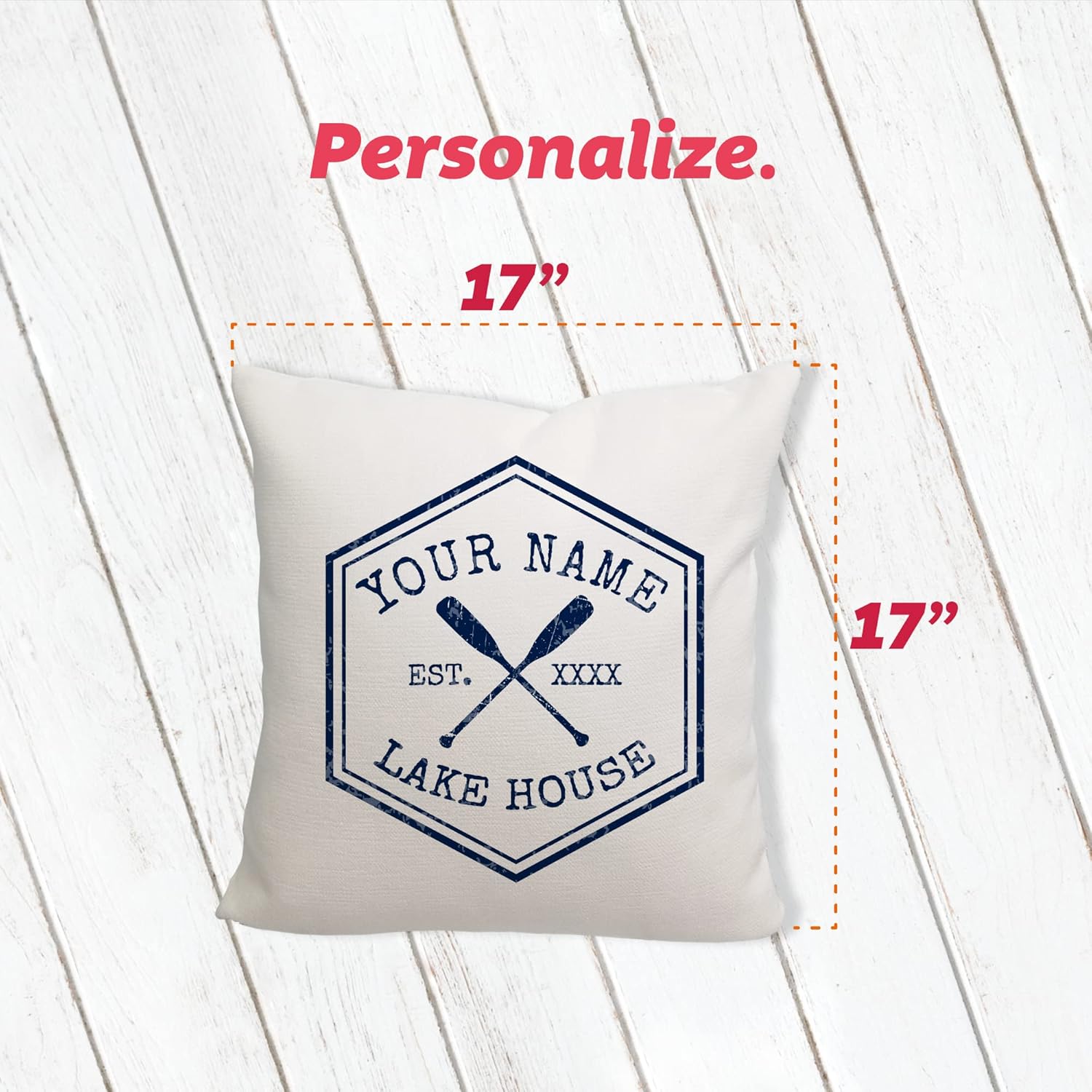 Pattern Pop Personalized Crossed Oars Family Lake House Throw Pillow