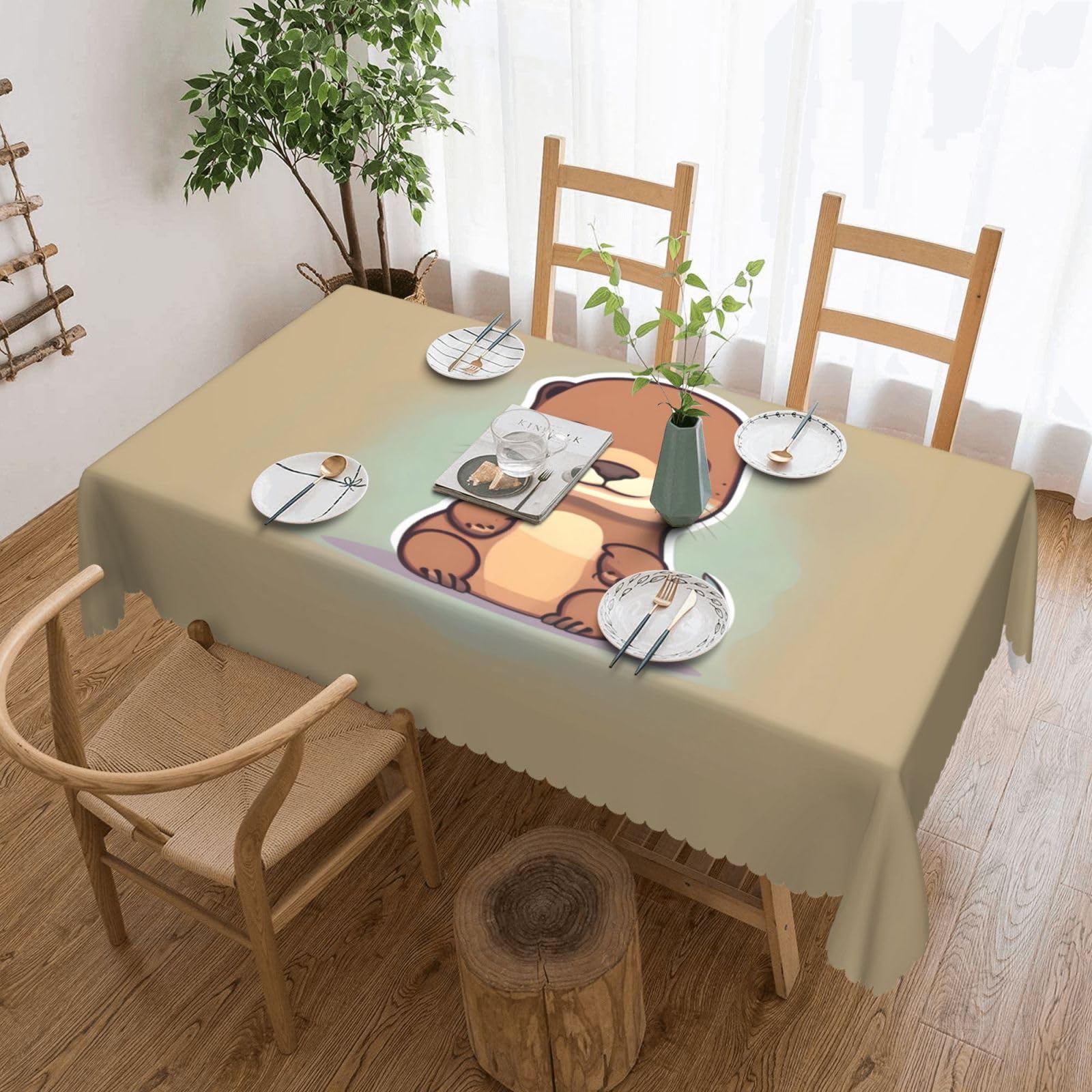 Nappe rectangulaire en tissu lavable pour protéger la table de dîner
