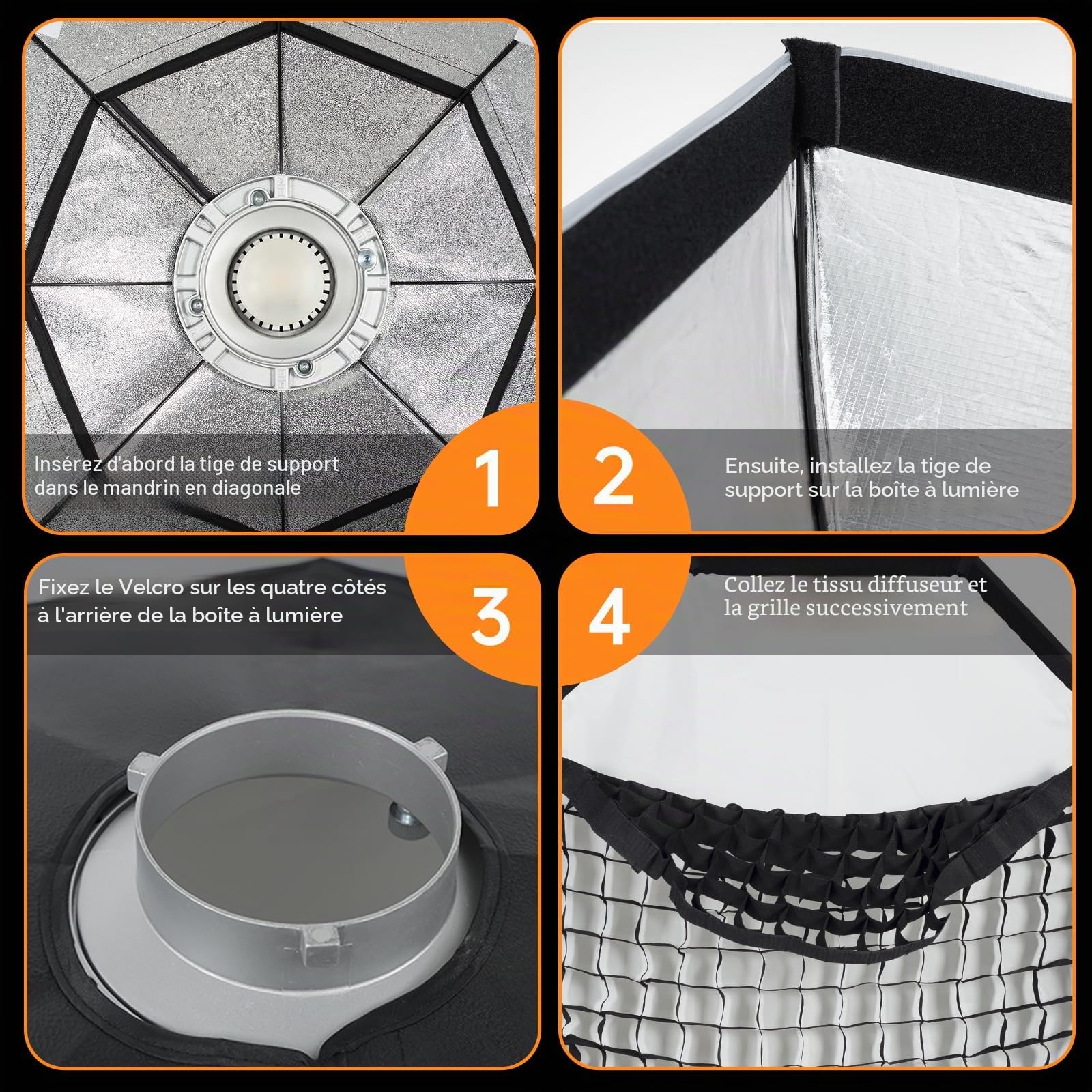 AMBITFUL FW95/37.4in Softbox Octagon Honeycomb Grid Bowens softbox, with Honeycomb Grid + Carrying Bag, for Bowens Mount Lamp (95cm)