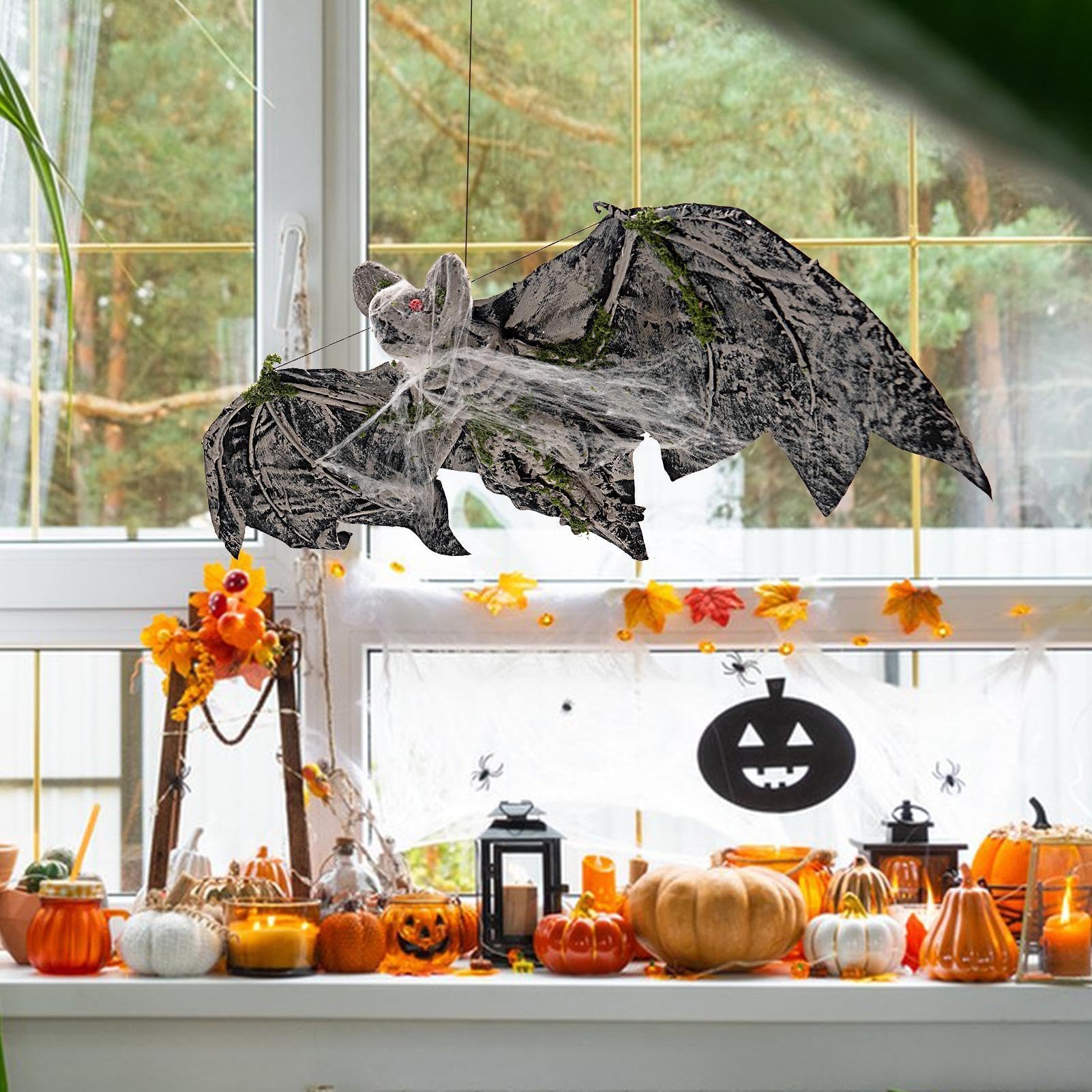 Halloween pipistrelli decorazione di vacanza all'aperto con ragnatela