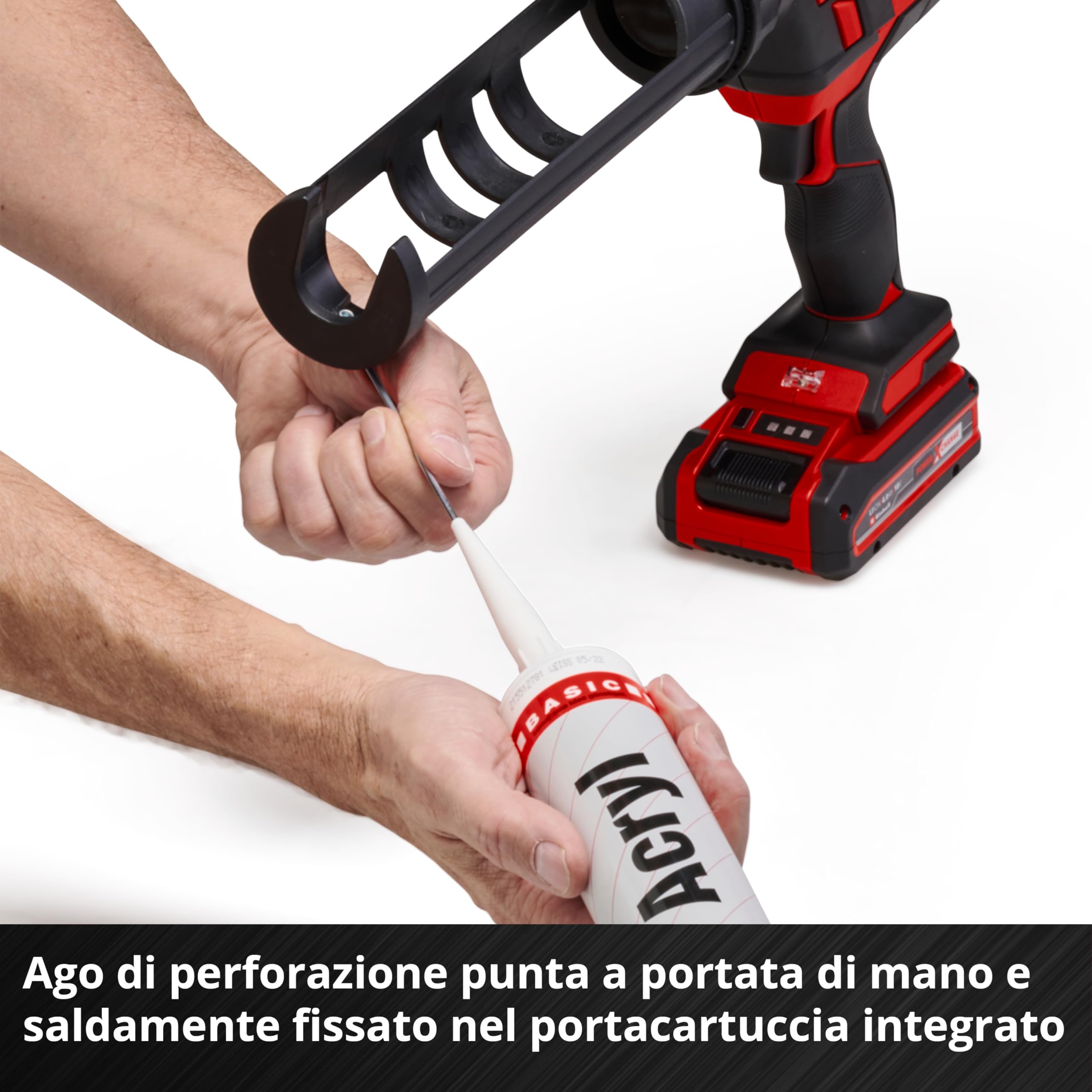 Pistola per silicone a cartuccia Einhell a batteria TE-SG 18/10 Li-Solo Power X-Change (18 V, per cartucce da 310 ml, regolabile fino a 2.000 N, batterie escluse)