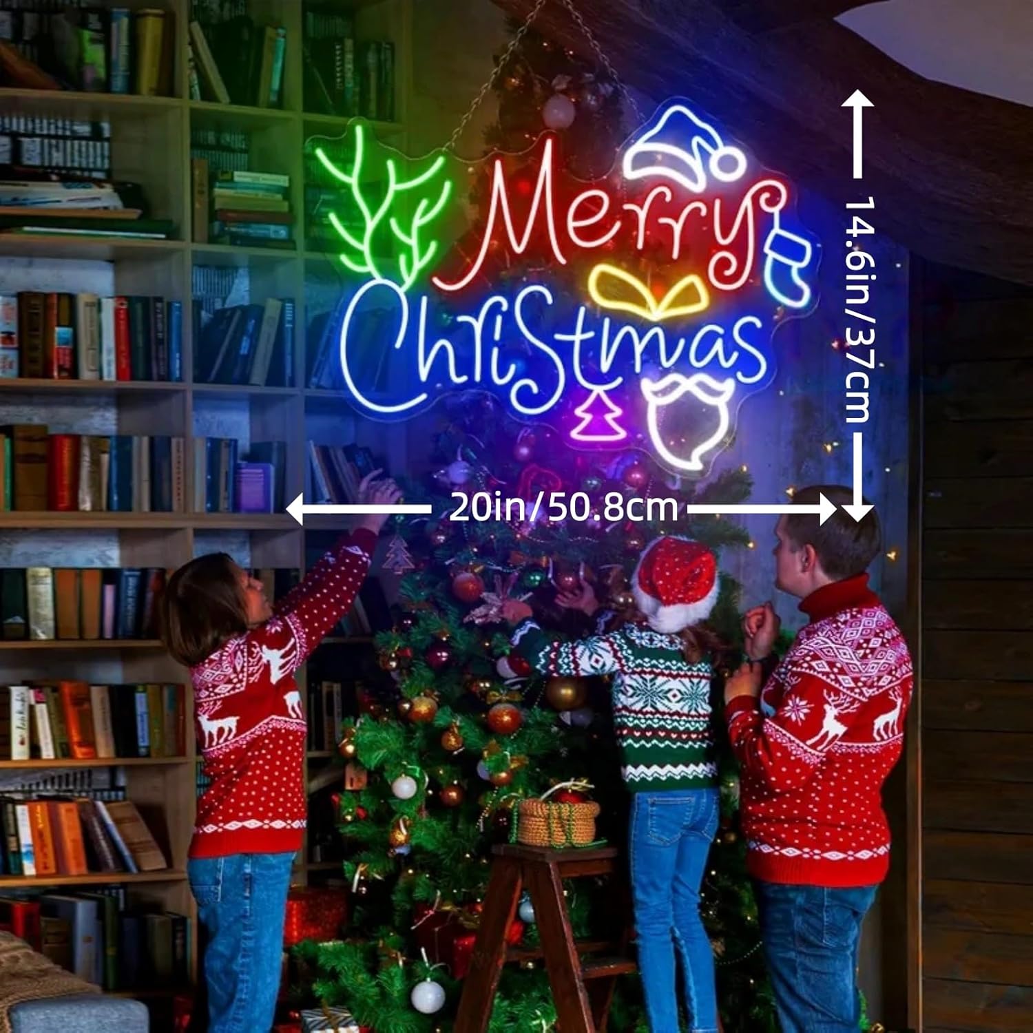 Merry Christmas Neon Sign, Christmas Custom Neon Sign Ornaments Tree Decor, Happy New Year 2026 LED Sign, Xmas Wall Decor For Party Bar Man Cave Club Shop Window Door Bedroom Home Decoration