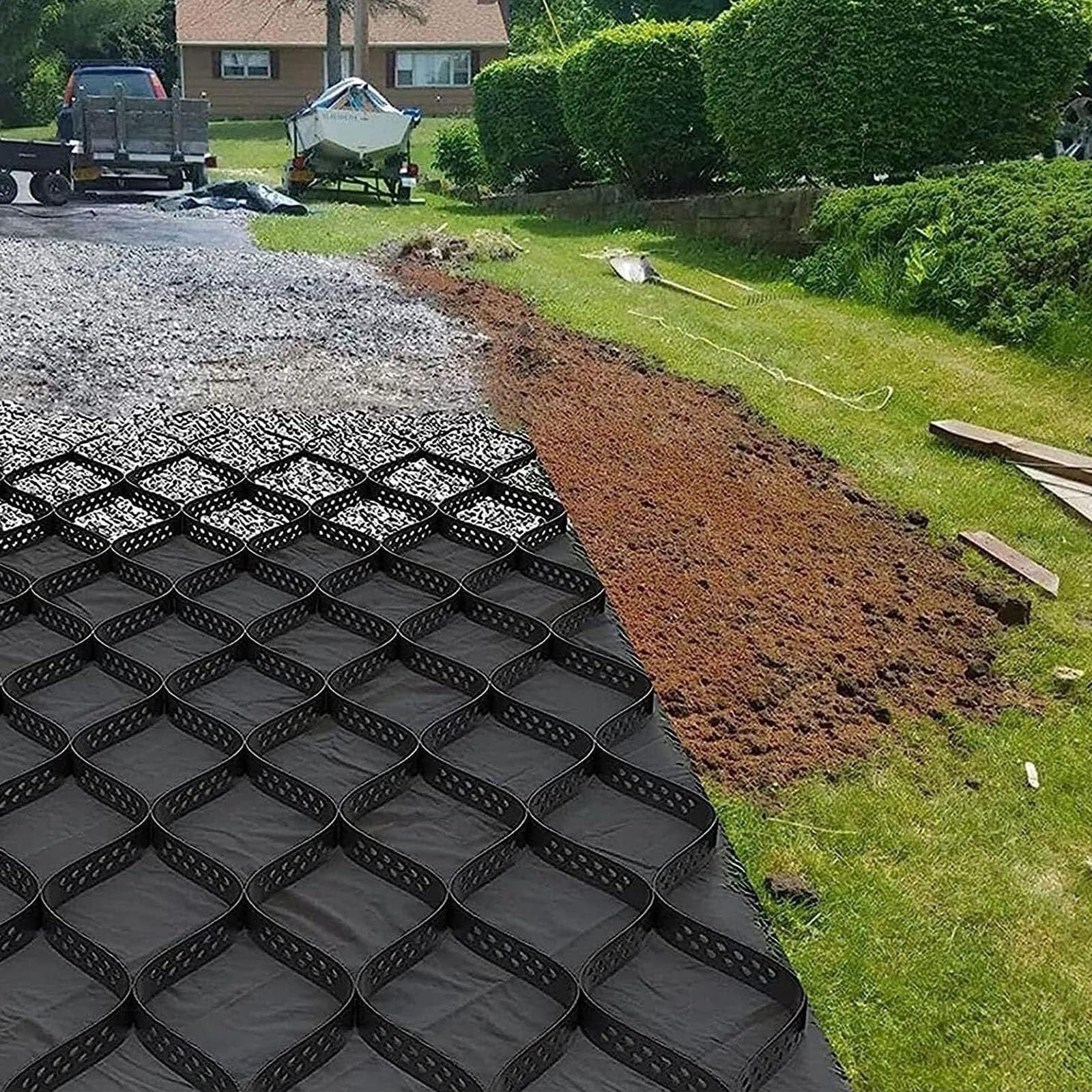 geogriglia Griglia Di Pavimentazione Nera Fai Da Te Per Patio/ Passo Carrabile/ Capannone/ Parcheggio/ Prato, Griglia Di Base Facile Da Installare, Griglia Di Pavimentazione Pieghevole ( Size : 1x6 m