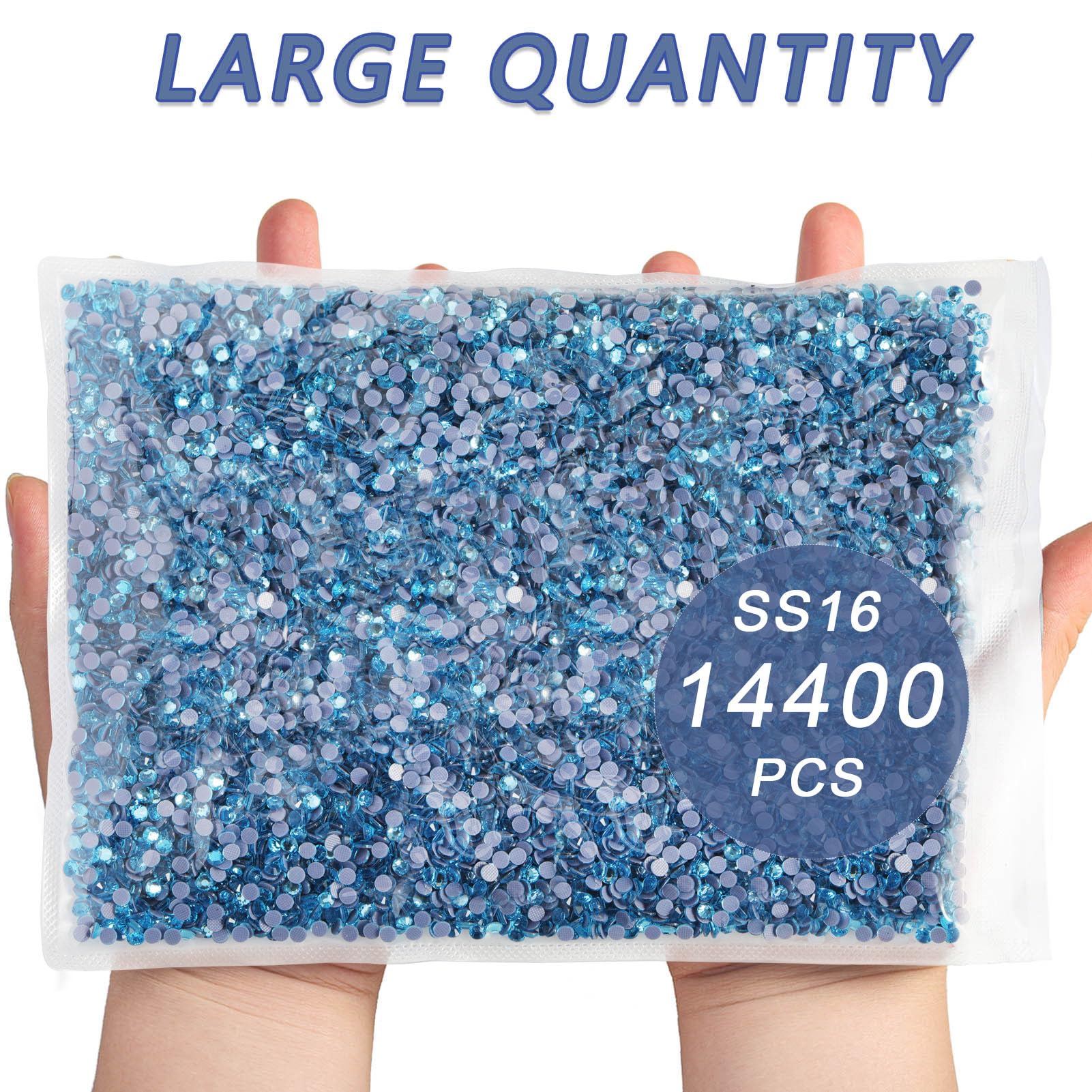 Beadsland Hotfix Rhinestones Bulk,14400PCS Blue Hot Fix Rhinestones for Crafts Clothes DIY Decoration,Aquamarine,SS16,3.8-4.0mm - Image 3