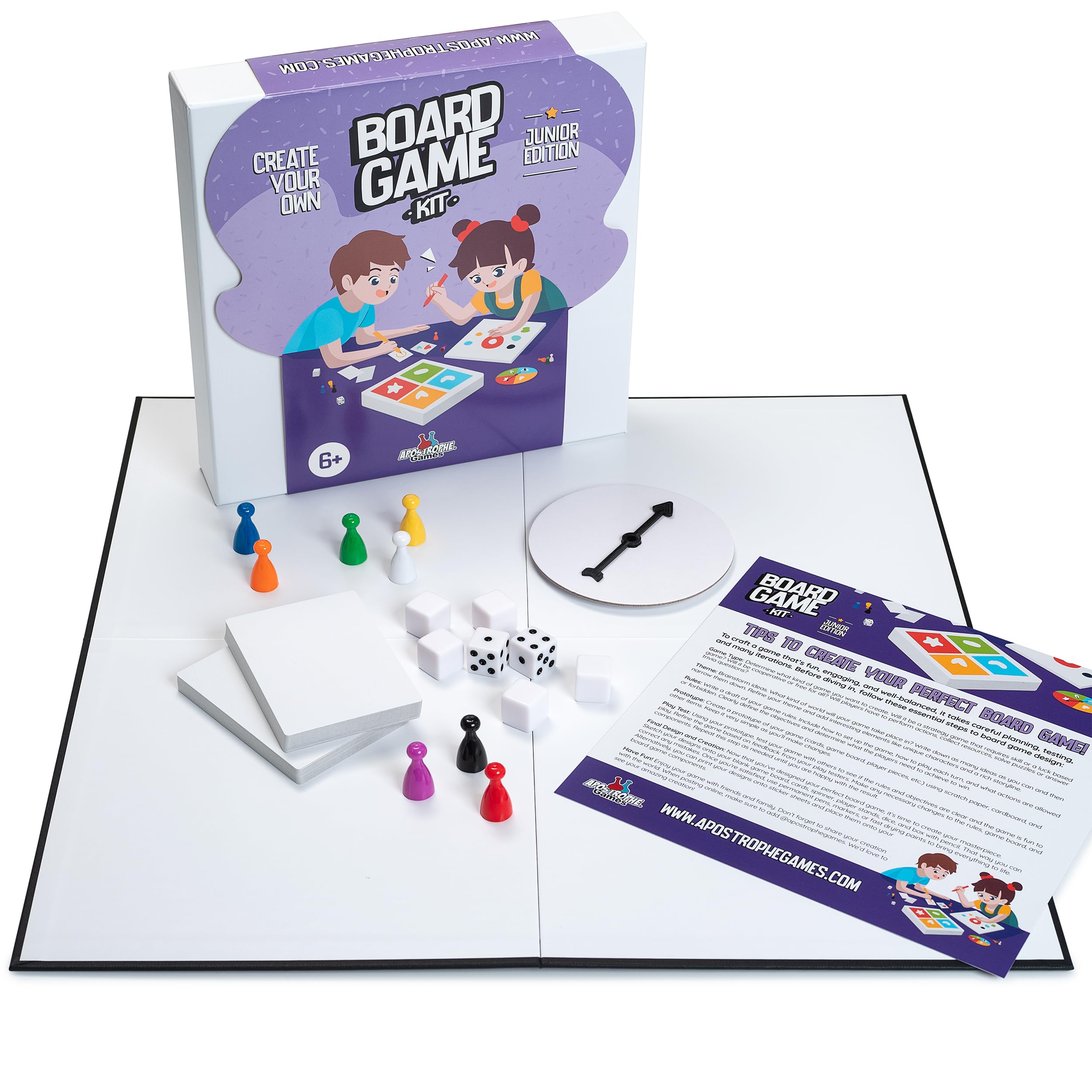 Create Your Own Board Game Set – DIY Kit with Blank Game Board, Game Pieces, Blank Cards, Dice, Spinner – Build Your Own Game Kit - Junior Edition — image 1