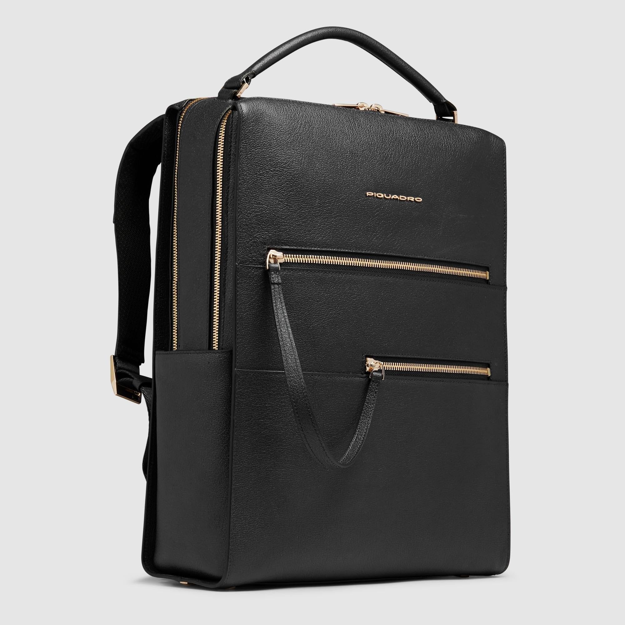 PIQUADRO Zaino donna porta pc 15,6" | Aggancio per Trolley, Spallacci imbottiti, Vani organizzati, Elegante e Funzionale, Ufficio, Uso quotidiano