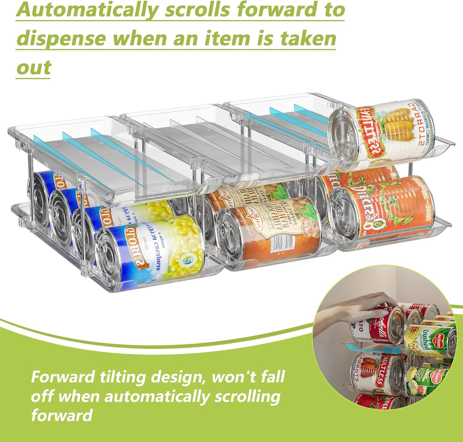 TrendyBin Fridge Can Organizer: Automatic Dispensing and Tilting Design