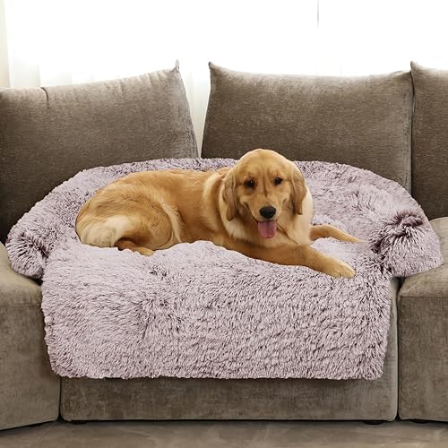 Miniatura 43 de Cama calmante para perro, tapete de felpa esponjosa para perros, protector de muebles con funda extraíble lavable para perros y gatos grandes,