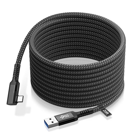 Miaeueu Link Cable 20FT Compatible for Oculus/Meta Quest 2/3/Pro, Nylon Braided USB 3.2 Type A to C Long Cable Accessories for VR Headset Gaming PC/Steam VR, High Speed Data Transfer Charging Cord