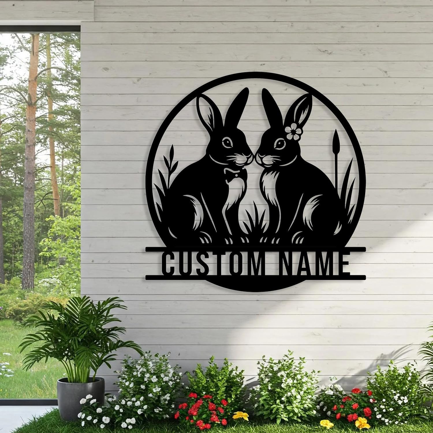 Custom Rabbit Metal Sign, Personalized Rabbit Farm Metal Wall Art, Animals Home Decor,Garden Decor, Bunny Sign,Cabin Hanging Plaque (Style-F)