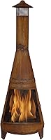 Sunnydaze 70-Inch Rustic Steel Chiminea Outdoor Fireplace - Wood-Burning Fire Pit with Spark Screen & Rain Cap