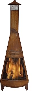 Sunnydaze 70-Inch Rustic Chiminea Outdoor Fireplace - Outdoor Wood-Burning Chiminea Fire Pit - Chimney Fire Pit