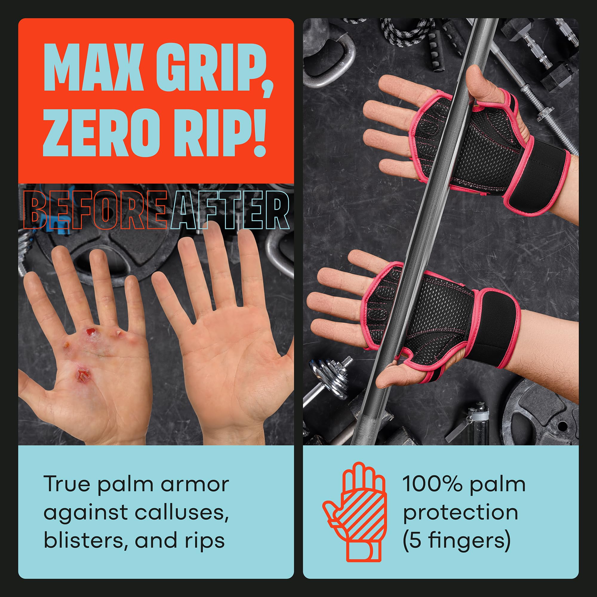 Mava Sports Ventilated Workout Gloves with Integrated Wrist Wraps and Full Palm Silicone Padding Extra Grip & No Calluses. Perfect for Weight Lifting, Powerlifting, Pull Ups, Cross Training, WODs - Image 2