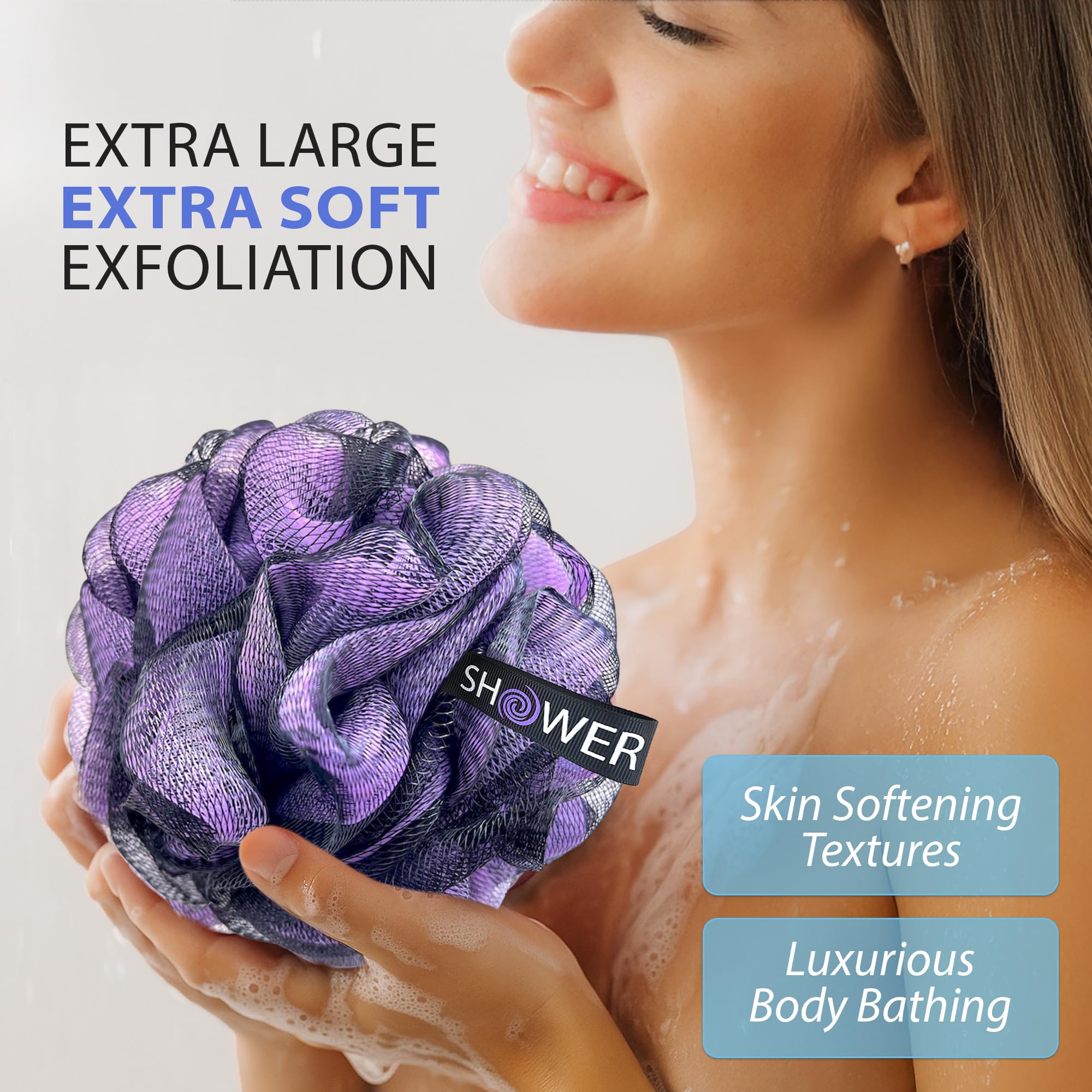 Juego de esponjas Loufa de carbón de bambú extra grandes, exfoliante corporal para cara y cuerpo | Luffa Loufa Loofa - Juego de esponja exfoliante corporal para mujeres y hombres, esponja de lufa para ducha facial y corporal
