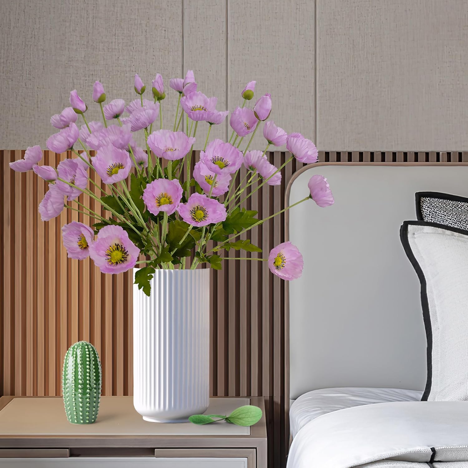 ATFL Light Purple Poppy Flowers Artificial for Wedding Decorations,12 Pcs Fake Faux Silk Poppies Bulk for Home Decor Table Centerpieces Floral Arrangement( 23.5‘’, Light Purple - Image 5