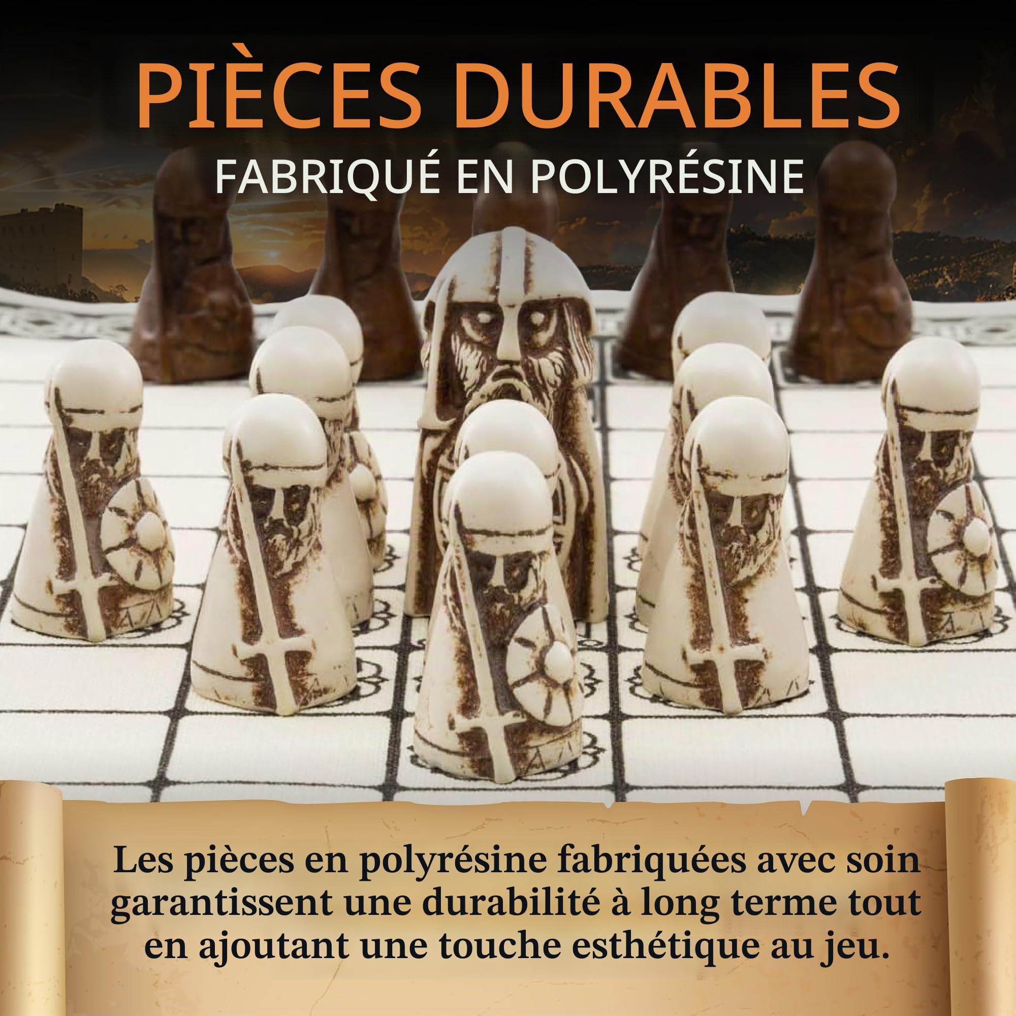 Hnefatafl - Le Jeu Viking - Inclut Une Pochette/pochon en Coton de Conception Unique pour Jouer avec des pions.