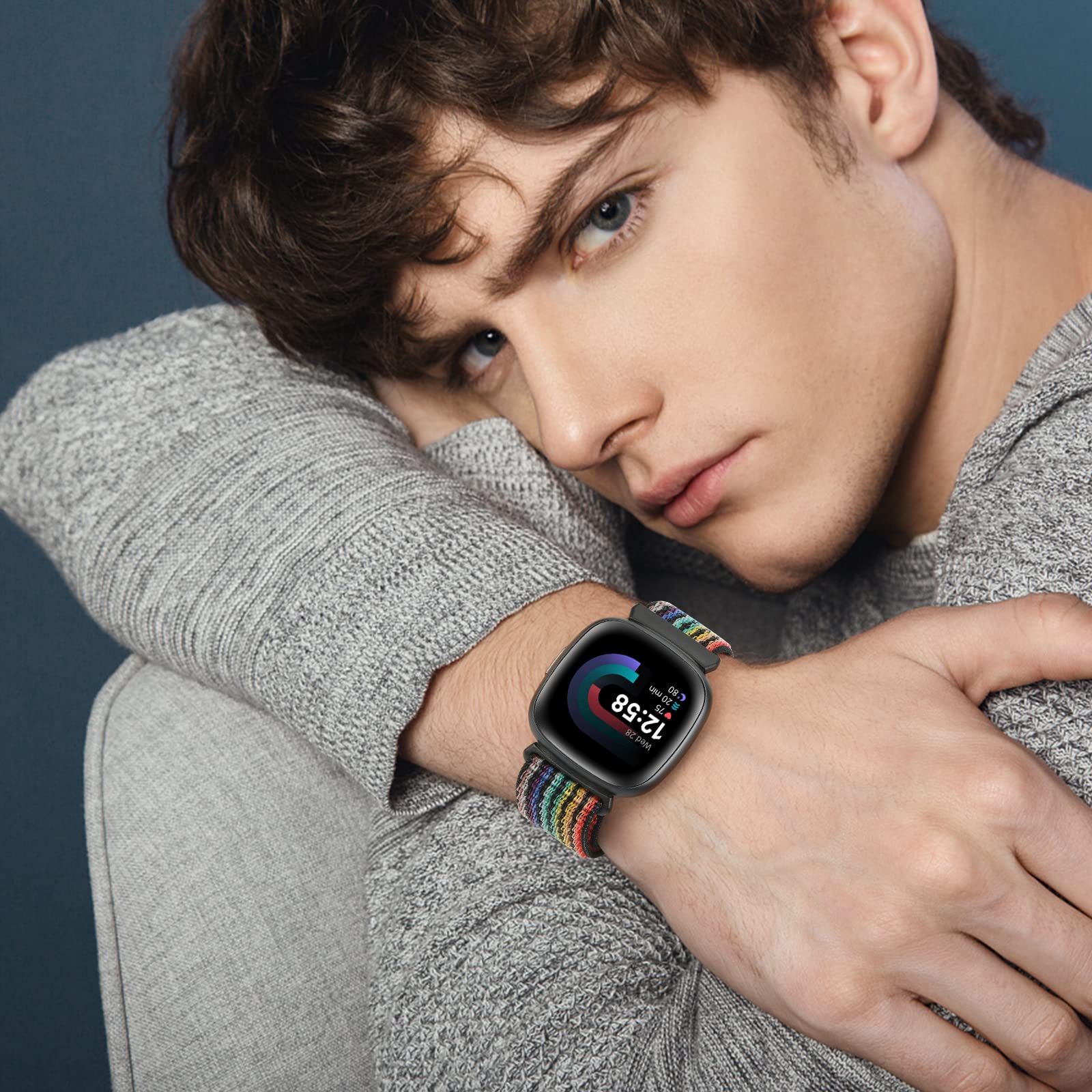 Runostrich Pasek kompatybilny z Fitbit Sense/Fitbit Versa 3, miękki, oddychający, regulowany, nylonowy pasek zastępczy, dla mężczyzn i kobiet