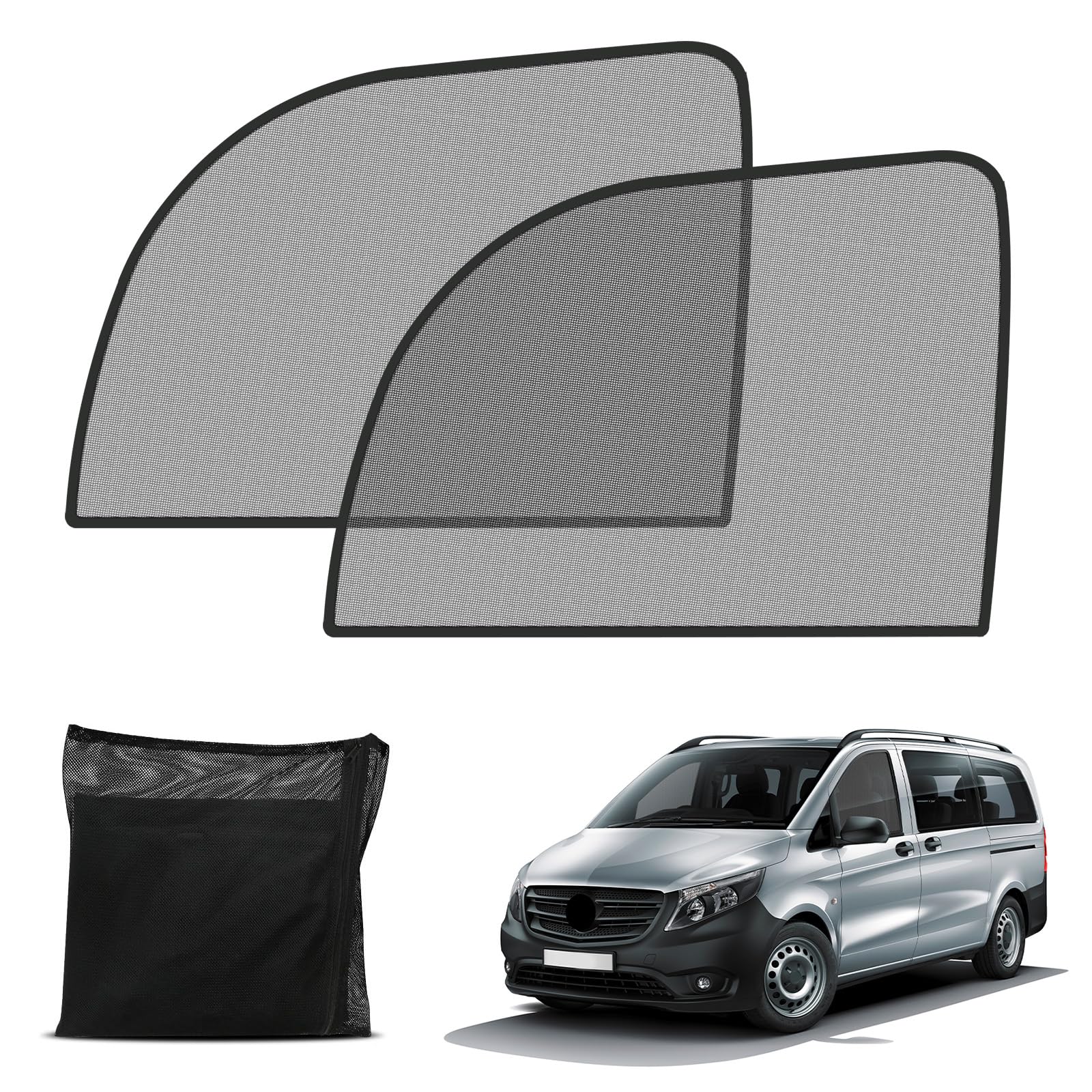 Magnetische Seitenfenster Insektenschutznetze Ersatz für Mercedes-Benz Vito/V-Class/Marco Polo W639/W447 2003-2026, Insektenschutzgitter Vordertür (Paar), Hält Insekten Fern