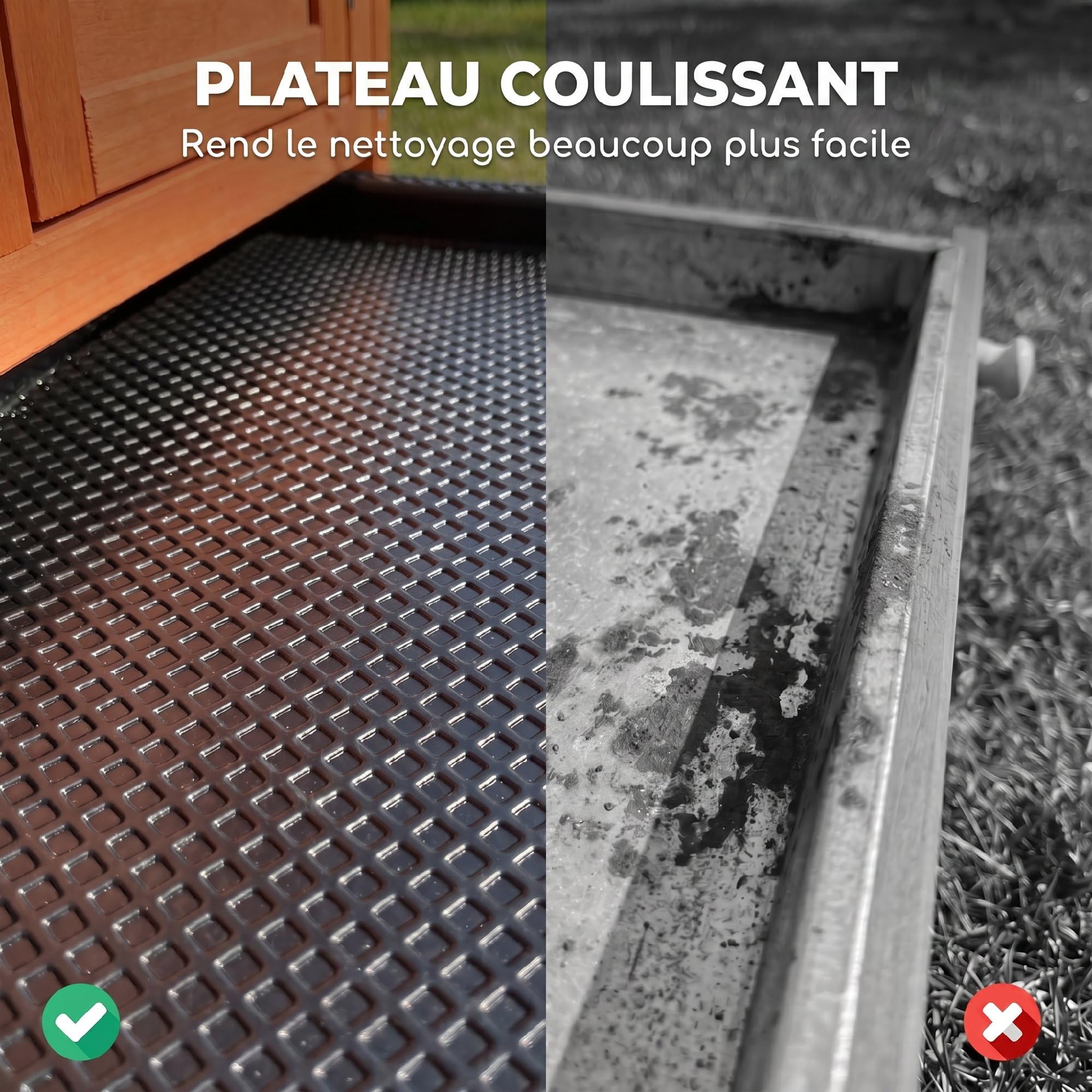 PawHut Clapier Lapin Extérieur en Bois de Pin Surélevé 90x45x65cm Orange | Cage à Lapin, Toit Ouvrable en Asphalt, Plateau Coulissant, pour Cochons d'Inde et Chinchillas