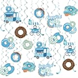 36 Pcs Baby Sprinkle Decorations for Boy Blue Donut Baby Shower Decorations Hanging Swirl for Boy Sprinkle Birthday Party Supplies